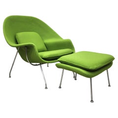 Womb Chair & Ottomane aus Holzgrün von Eero Saarinen für Knoll, 1960er Jahre