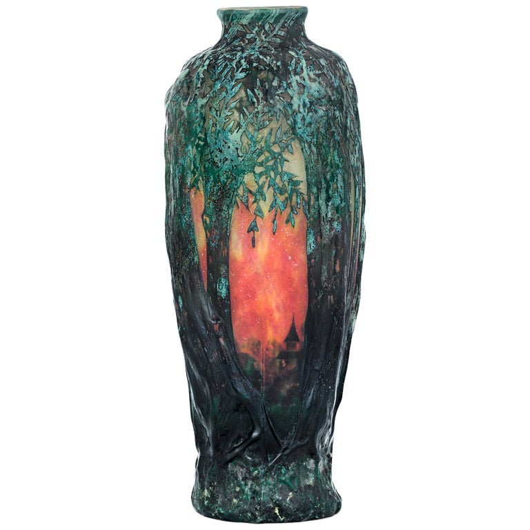 Woodland Cameo Glass Vase By Daum Nancy For Sale At 1stdibs