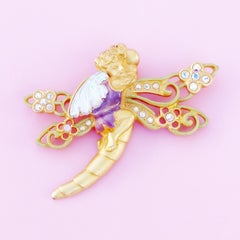 "Woodland Fairy" Enameled Figural Brooch By Kirks Folly, 1980s