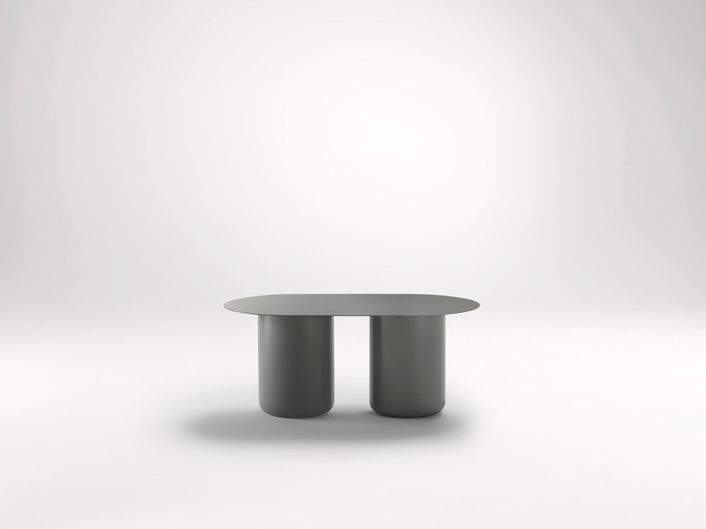 Woodland Grey Table 02 by Coco Flip
Dimensions: D 48 / 85 x H 32 / 36 / 40 / 42 cm
Materials: Mild steel, powder-coated with zinc undercoat. 
Weight: 20 kg

Coco Flip is a Melbourne based furniture and lighting design studio, run by us, Kate Stokes
