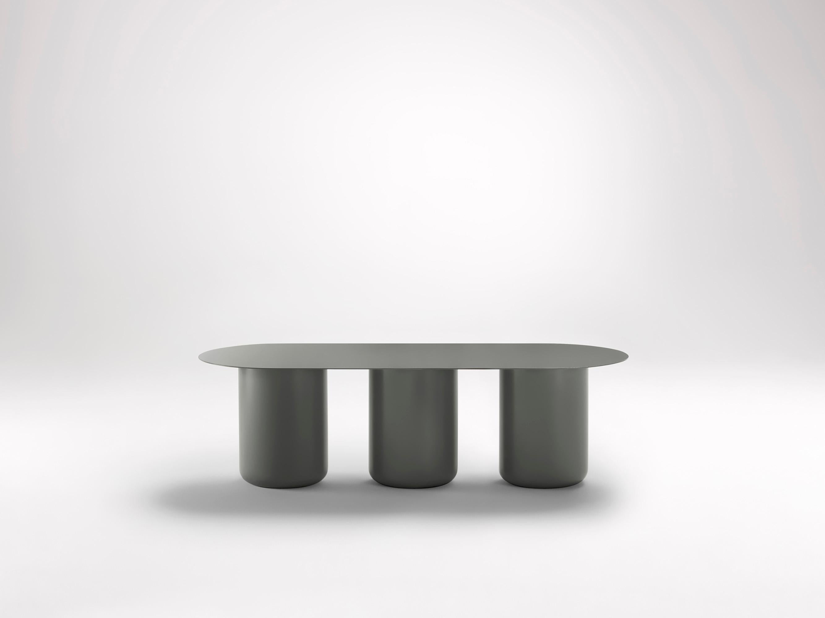 Woodland Grey Table 03 by Coco Flip
Dimensions: D 48 / 122 x H 32 / 36 / 40 / 42 cm
Materials: Mild steel, powder-coated with zinc undercoat. 
Weight: 30 kg

Coco Flip is a Melbourne based furniture and lighting design studio, run by us, Kate Stokes