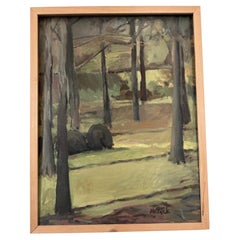 Paisaje boscoso Pintura original sobre tabla por Mayzck