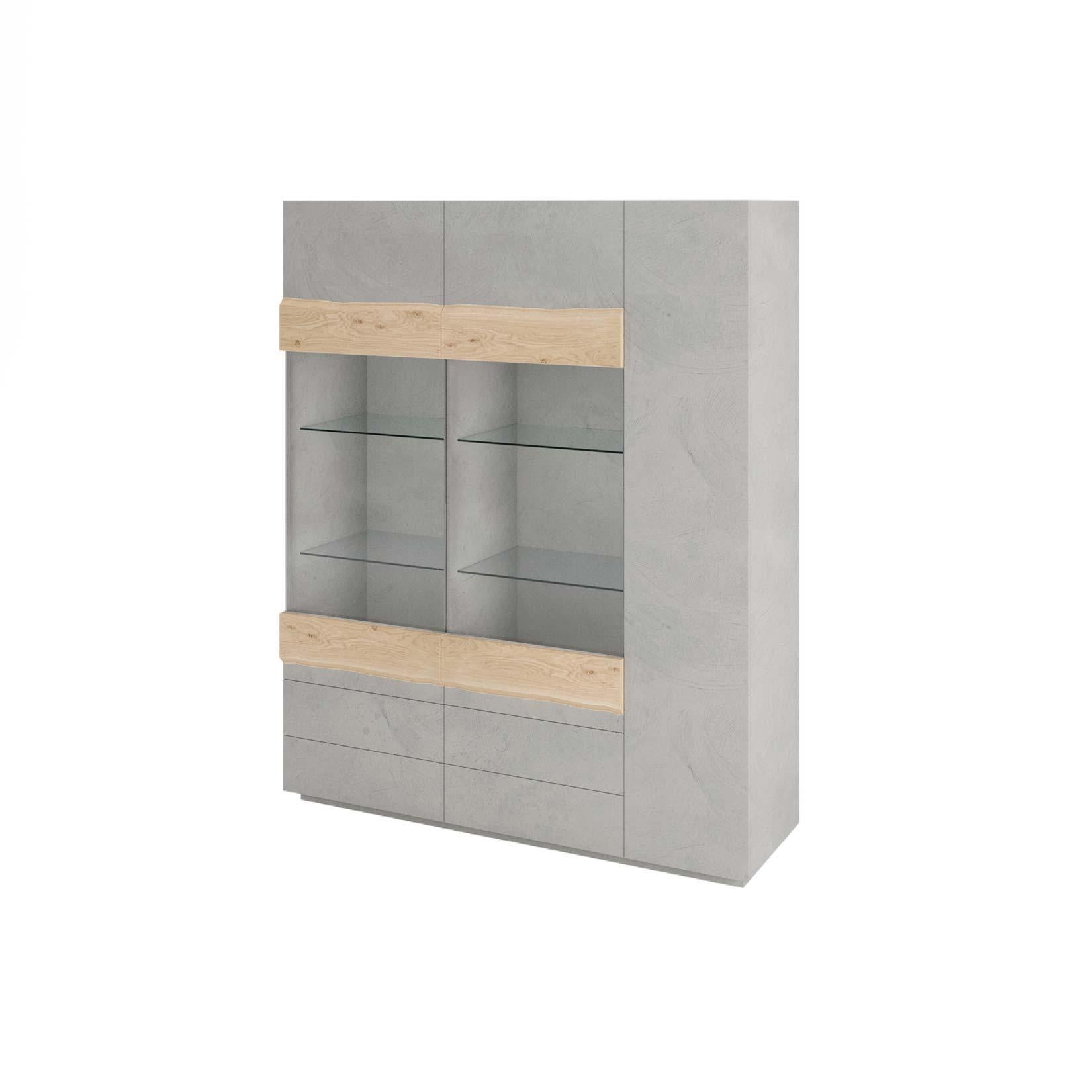 Woodland 3-door vitrine with concrete finishing.
You can check for other standard variations in our catalog and feel free to request your custom quote.

The Woodland collection brings the essence of free and relaxed style to your home, through