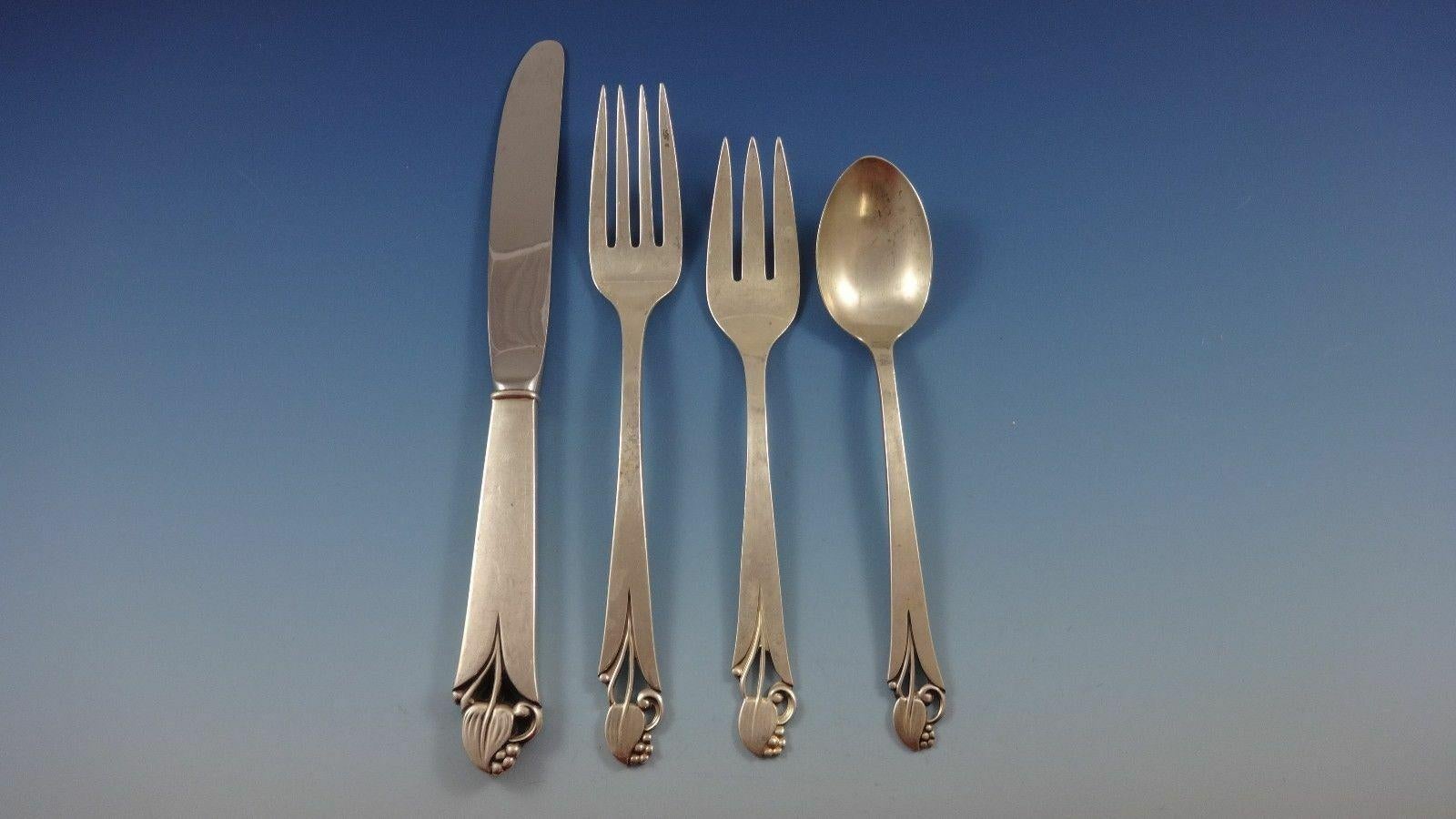 Scandinavian Modern Woodlily by Frank Smith Sterling Silver Flatware Set for 8 Service 69 Pieces