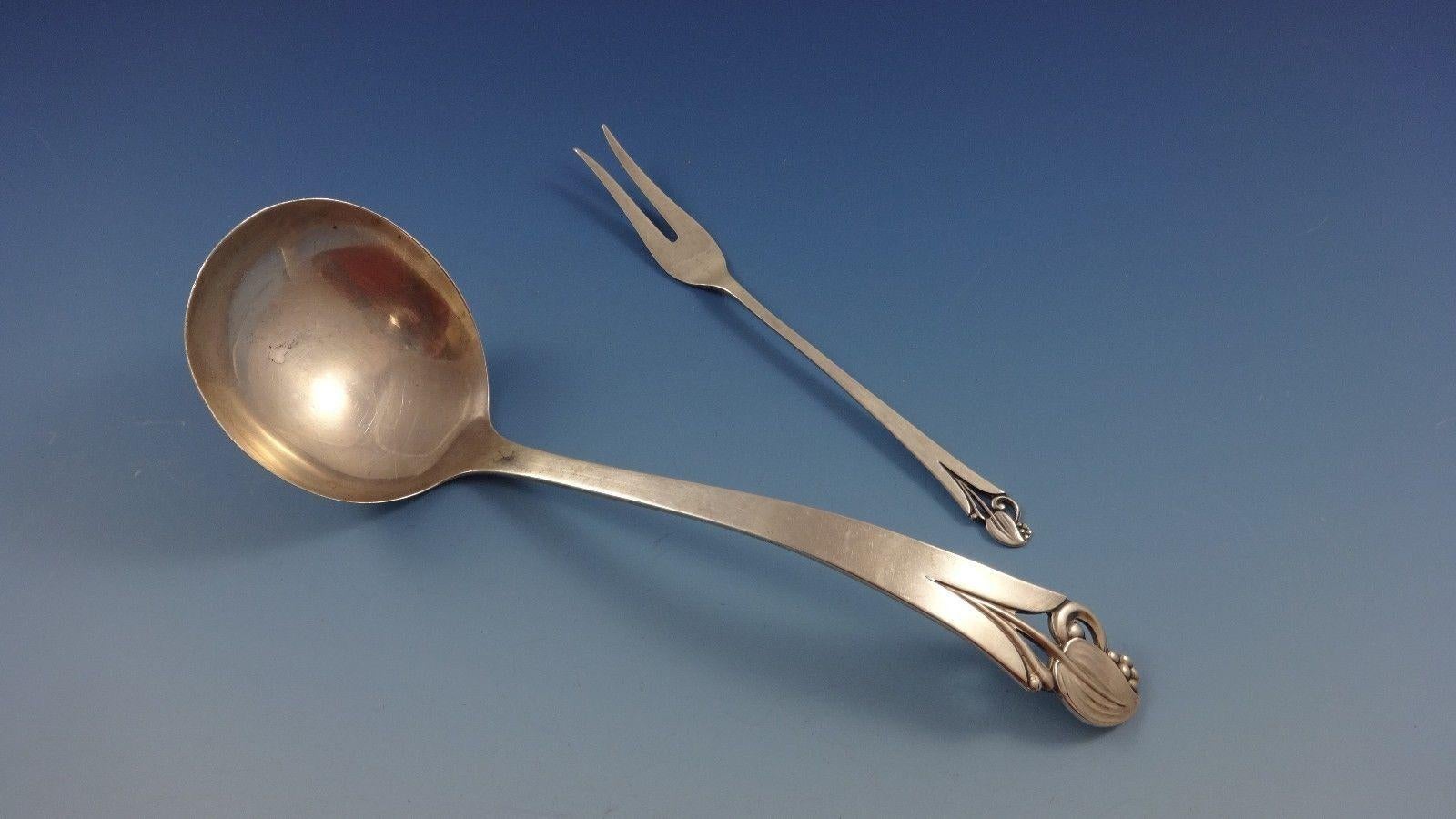 Mid-20th Century Woodlily by Frank Smith Sterling Silver Flatware Set for 8 Service 69 Pieces