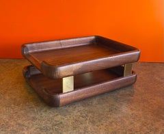 Woodline 6500 Double Letter Desk Tray in Walnut and Brass