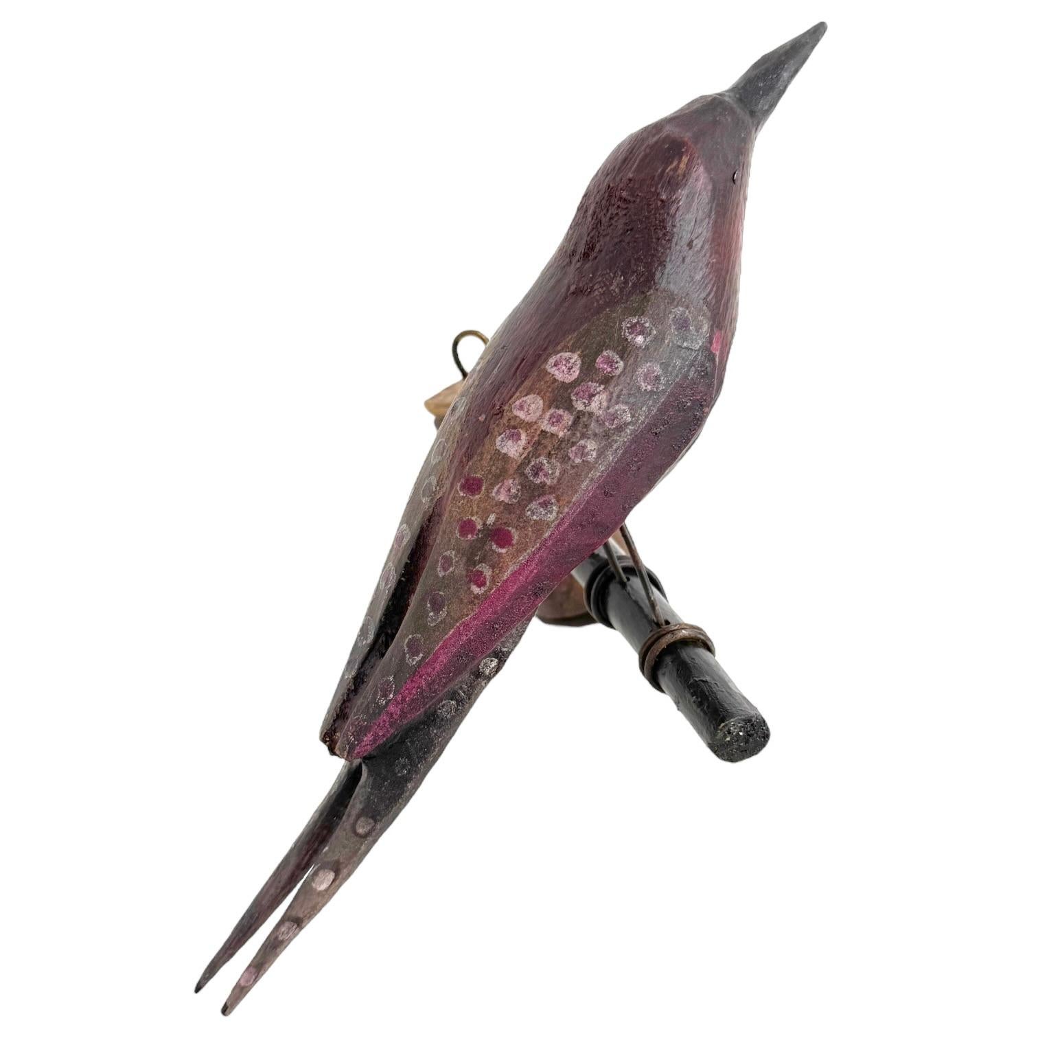 Specht Vichtauer Hand geschnitzt Holz Vogel, Black Forest Volkskunst, 1870er Jahre (Österreichisch) im Angebot