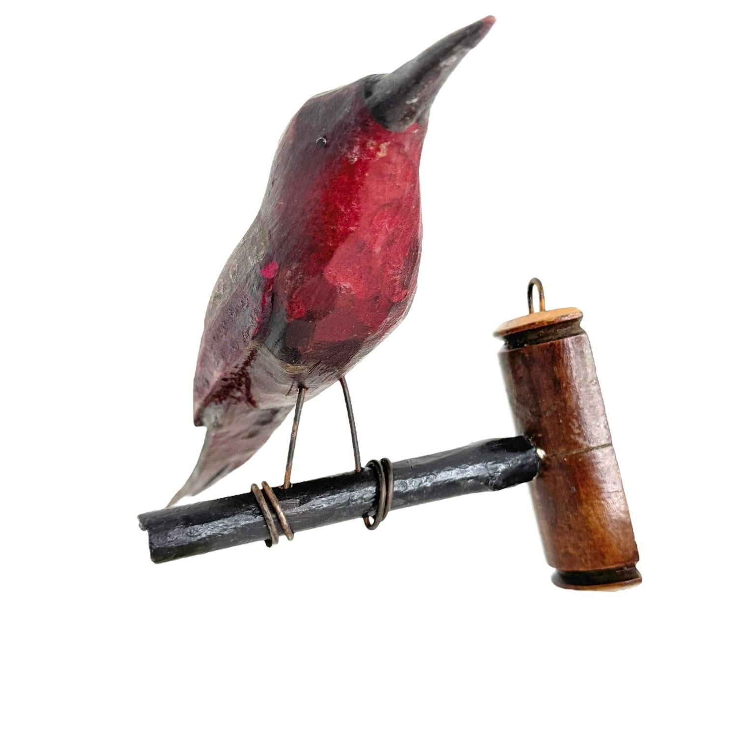 Specht Vichtauer Hand geschnitzt Holz Vogel, Black Forest Volkskunst, 1870er Jahre (Handgeschnitzt) im Angebot