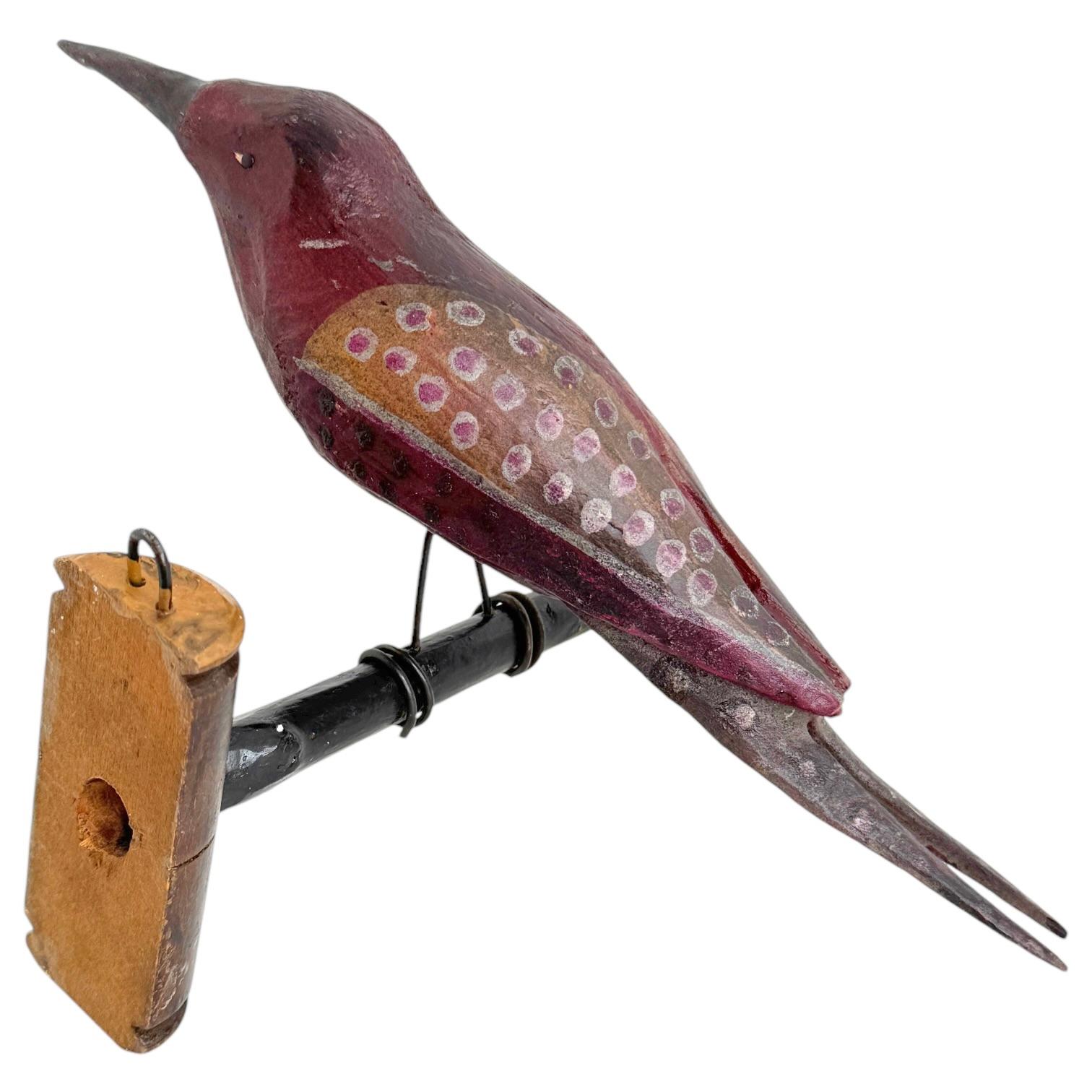 Specht Vichtauer Hand geschnitzt Holz Vogel, Black Forest Volkskunst, 1870er Jahre (Spätes 19. Jahrhundert) im Angebot