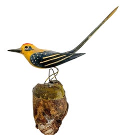 Woodpecker Viechtauer Hand Carved Wood Bird, Black Forest Folk Art, Austria