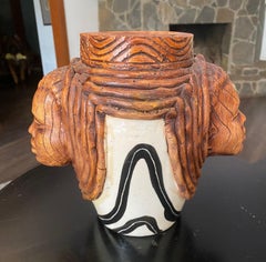 Woodrow Nash Signed American Black Fine Art Double Sided Face Vase Sculpture