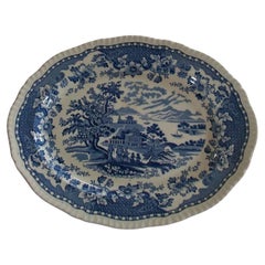 WOOD'S - 'Seaforth' - Blue 12" Transfer Decorated Platter - U.K. - Circa 1931