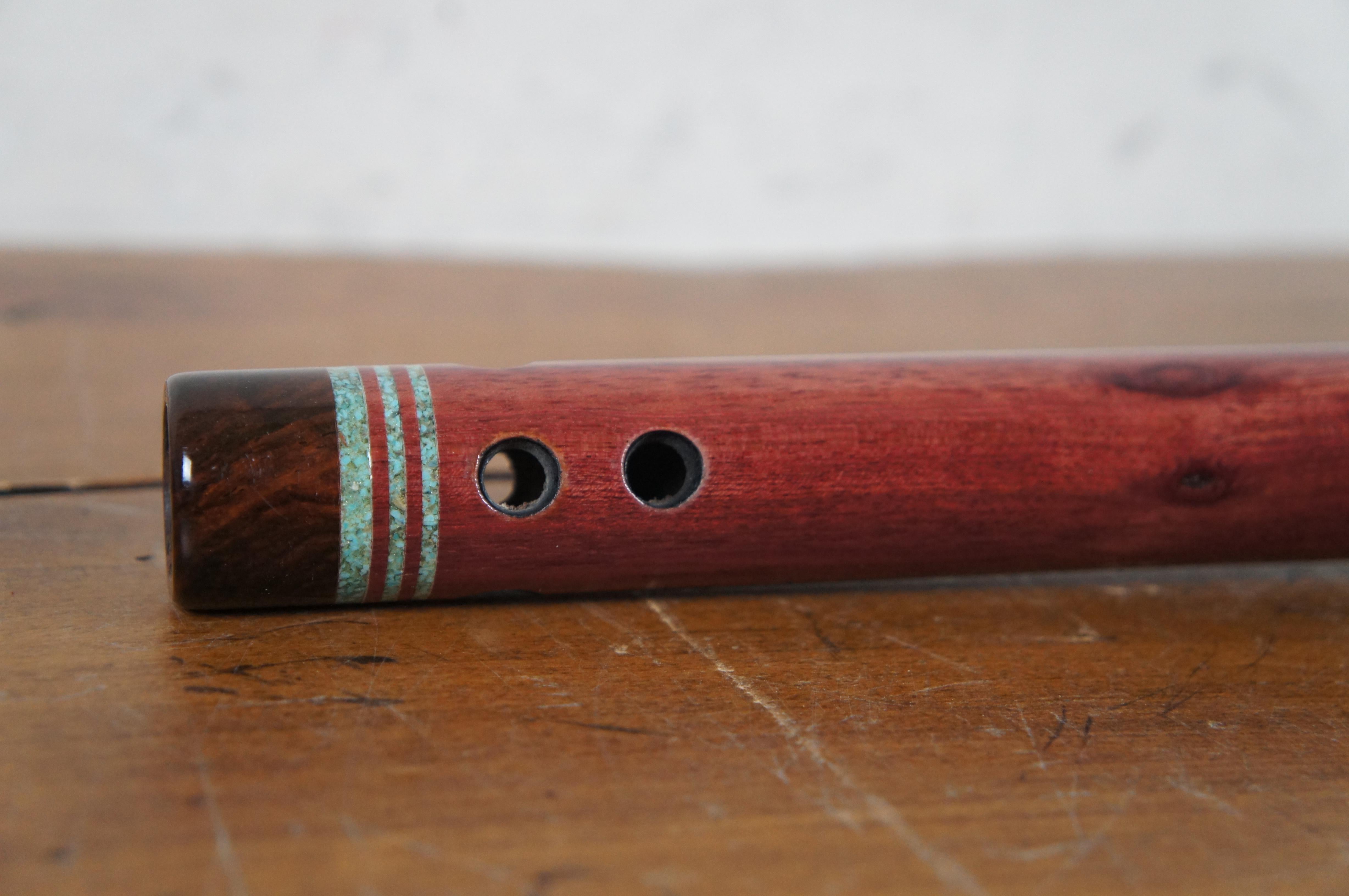Woodsounds Native American Brent Haines Purple Heart Rosewood Turquoise C Flute  For Sale 5
