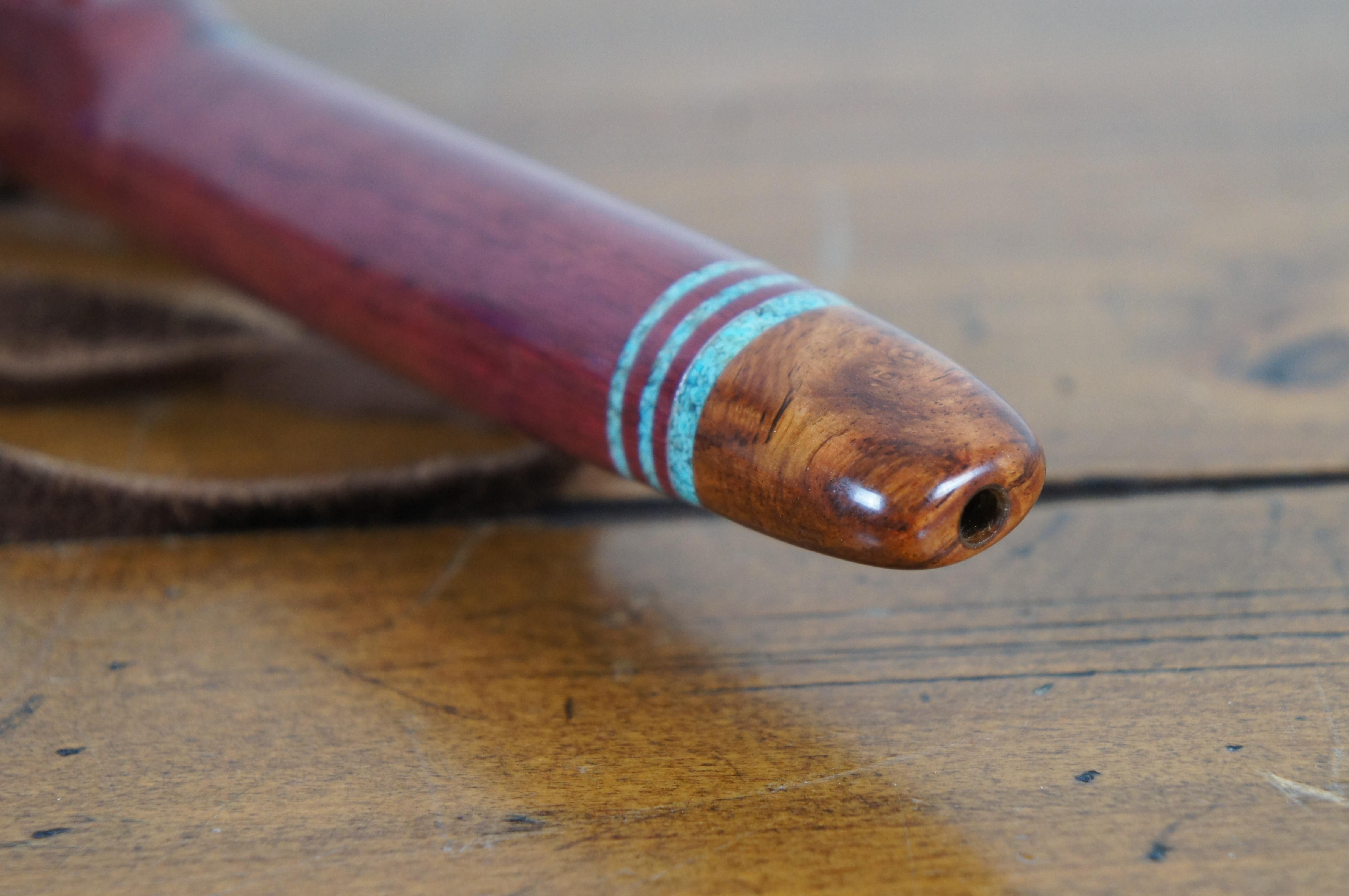Woodsounds Native American Brent Haines Purple Heart Rosewood Turquoise C Flute  For Sale 6