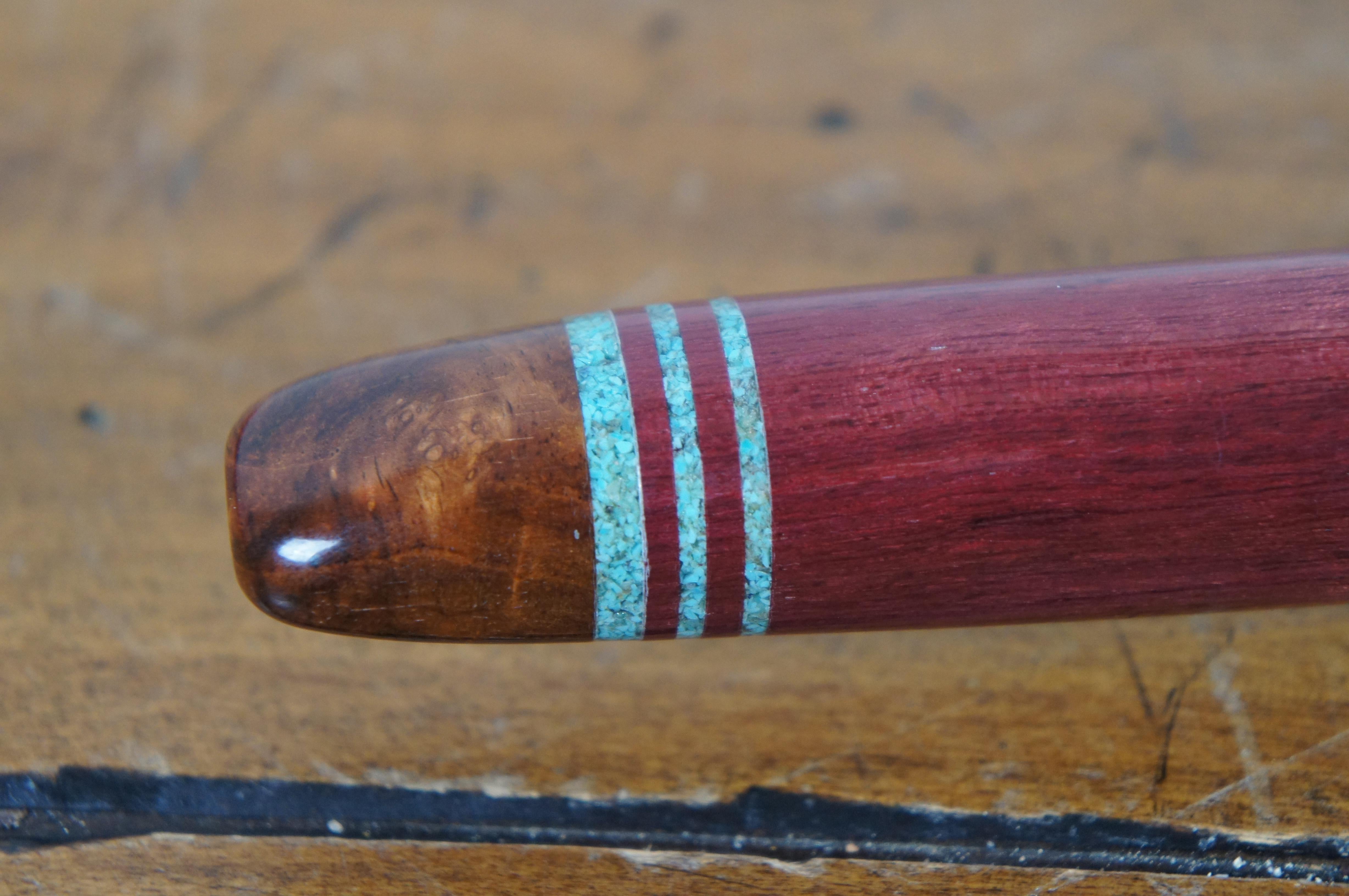 Woodsounds Native American Brent Haines Purple Heart Rosewood Turquoise C Flute  For Sale 7