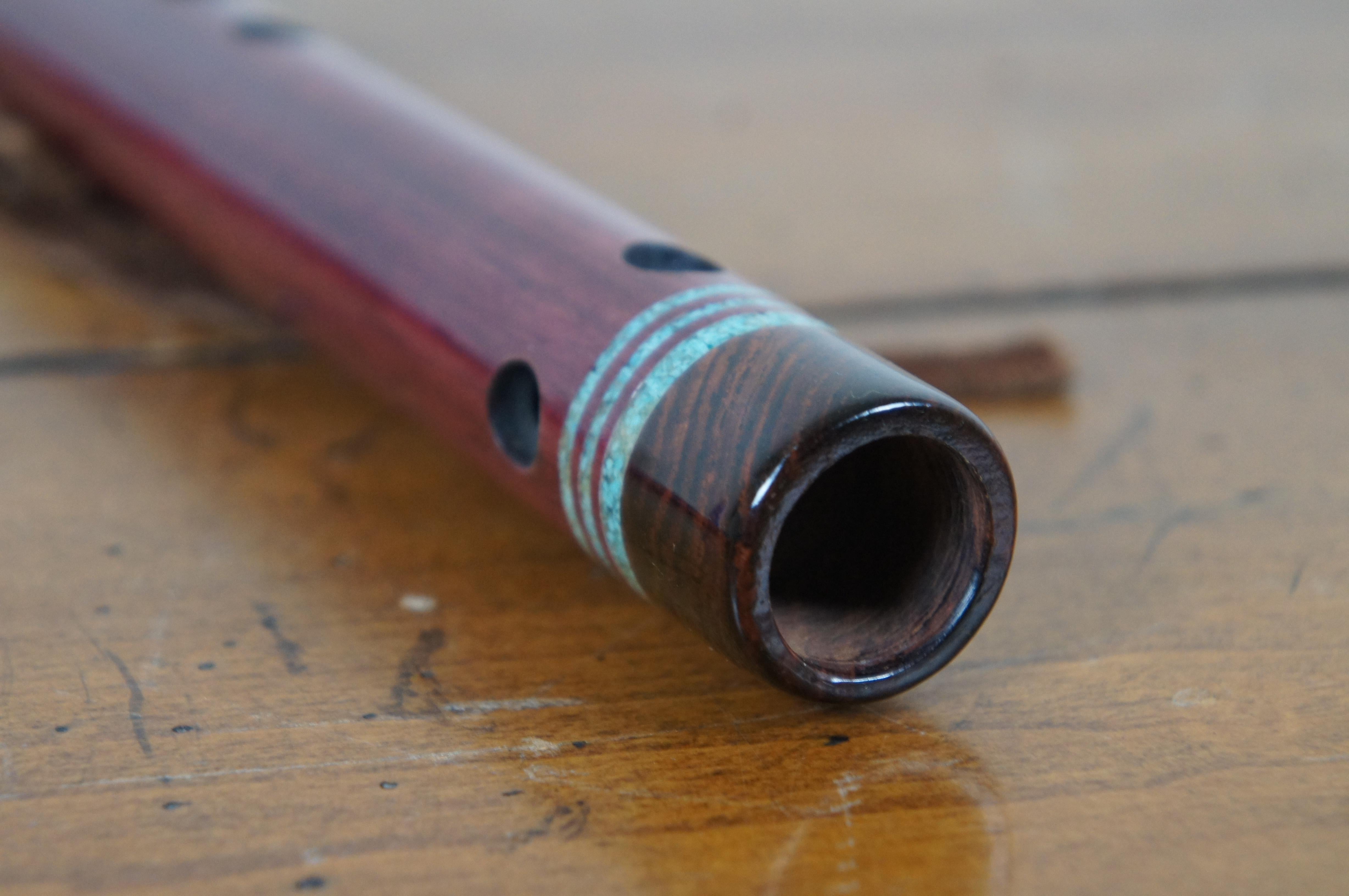 20th Century Woodsounds Native American Brent Haines Purple Heart Rosewood Turquoise C Flute  For Sale