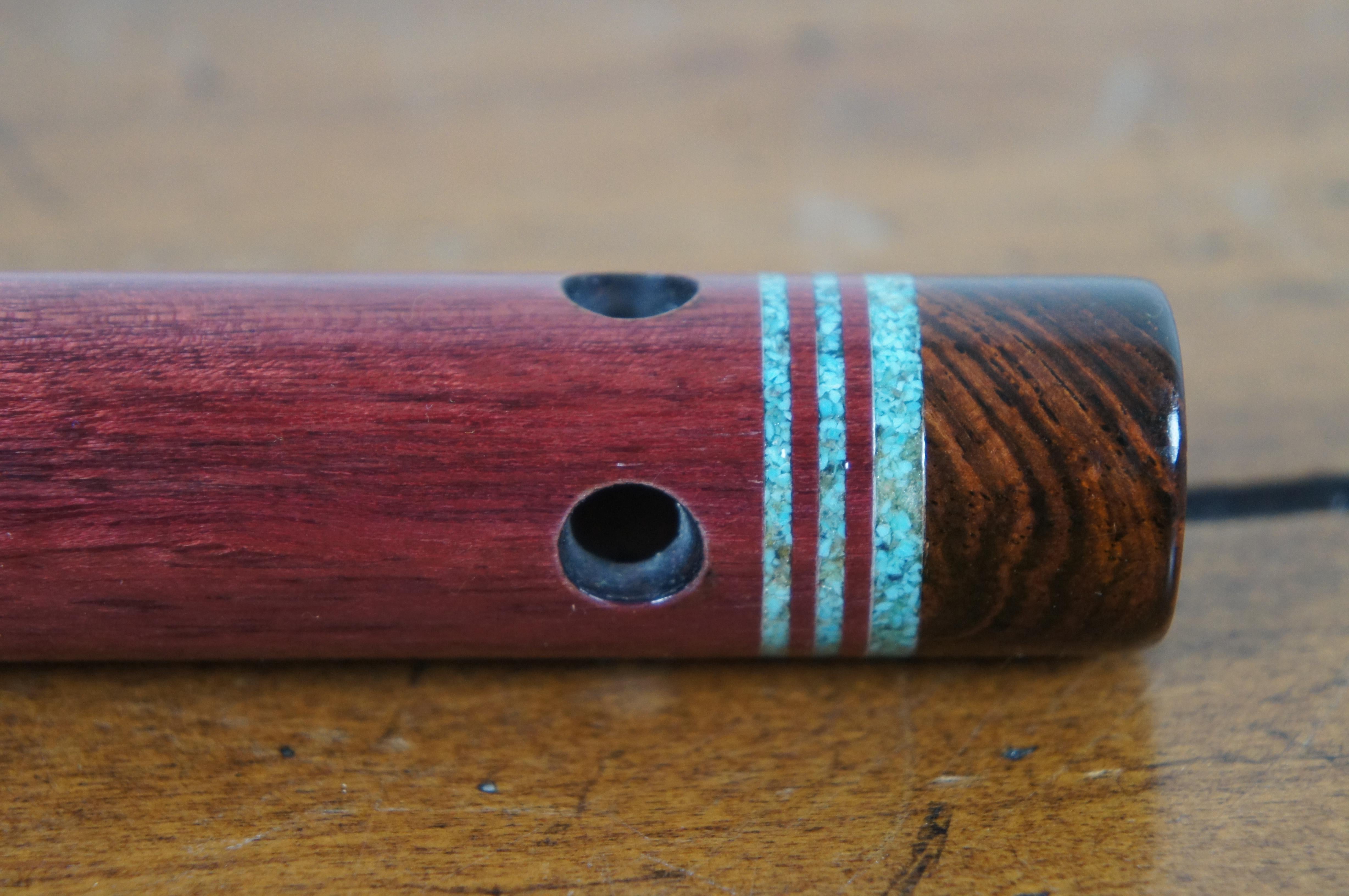 Precious Stone Woodsounds Native American Brent Haines Purple Heart Rosewood Turquoise C Flute  For Sale
