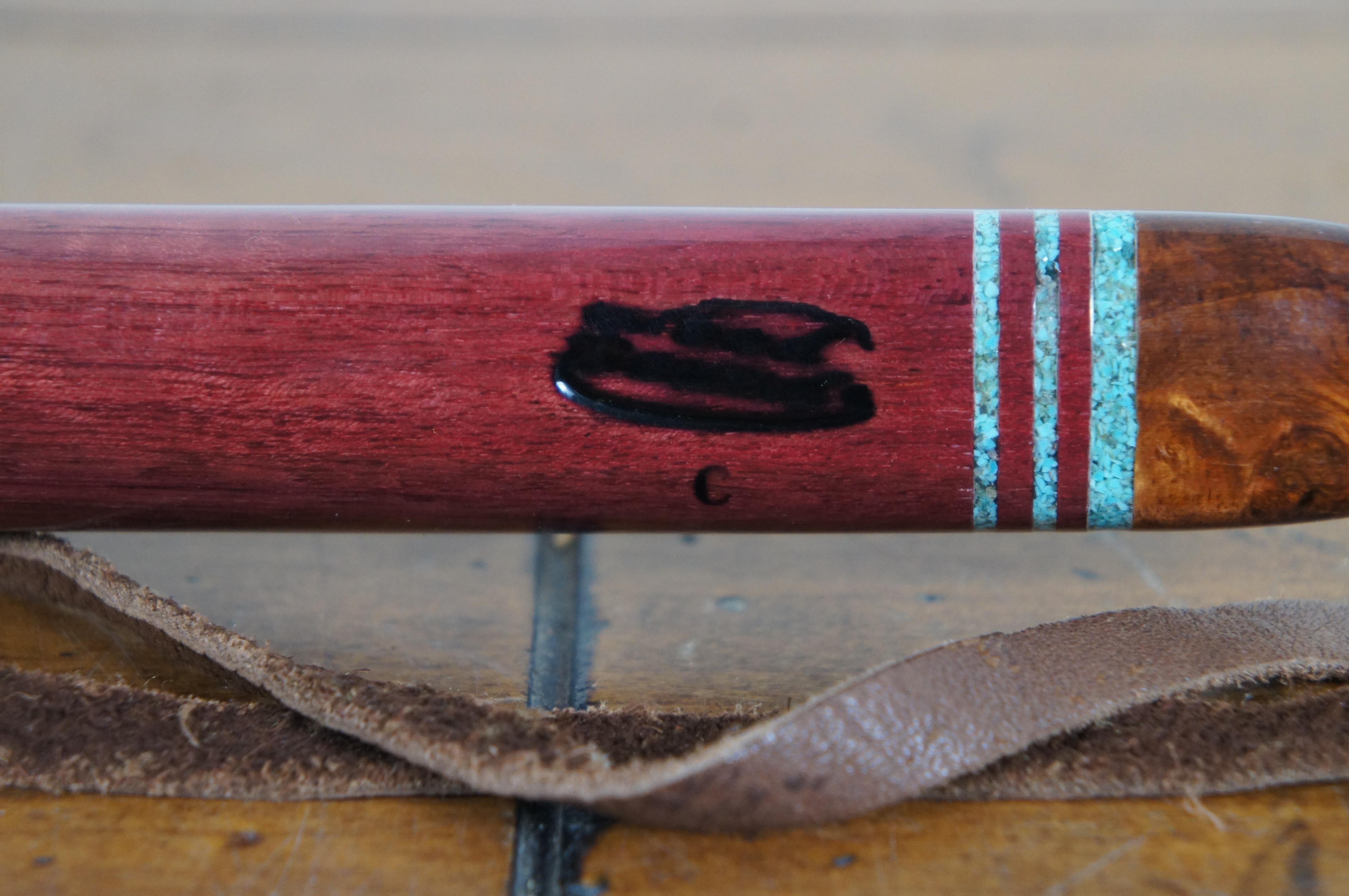 Woodsounds Native American Brent Haines Purple Heart Rosewood Turquoise C Flute  For Sale 4