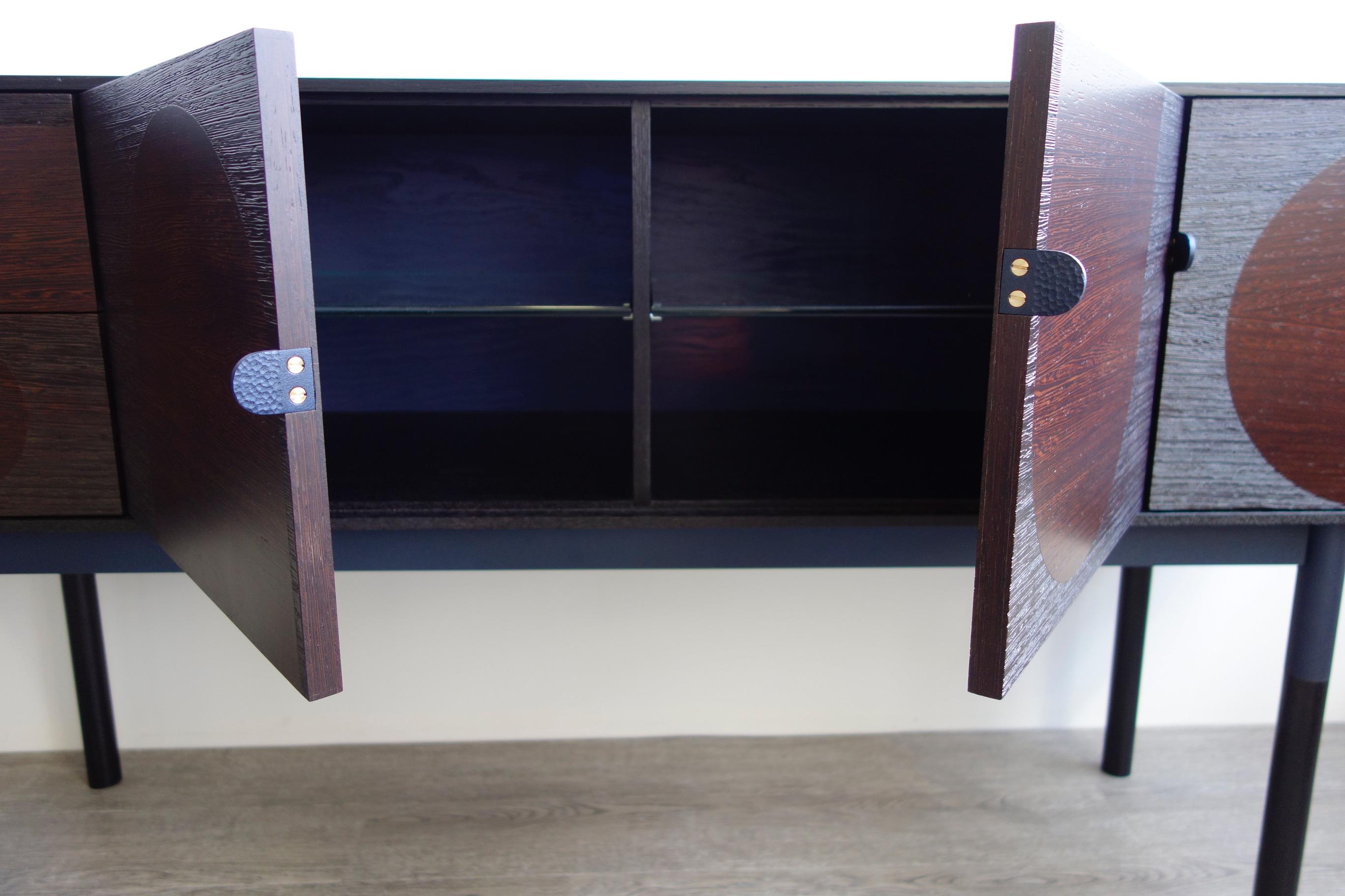 Woodsport Handcrafted Wenge and Oak Sideboard In New Condition In St. Paul, MN