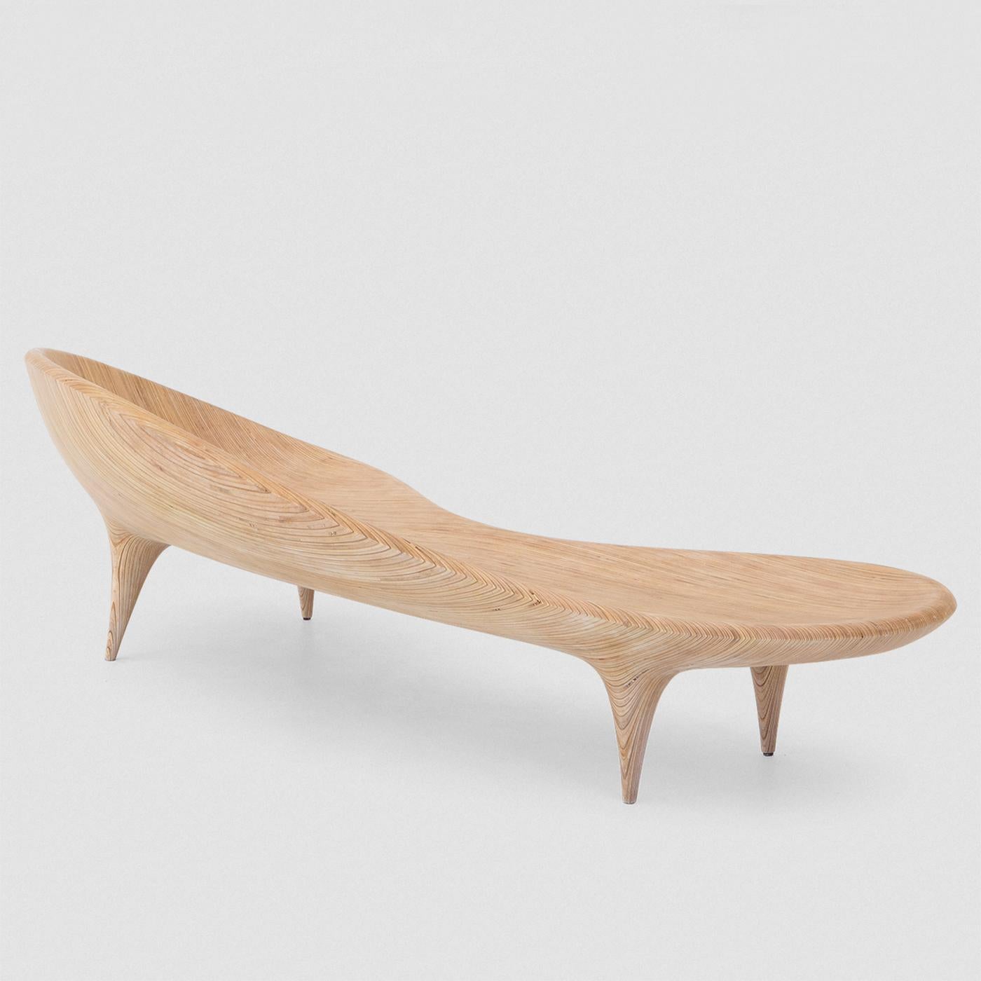 Hand-Crafted Woodvein Lines Bench For Sale