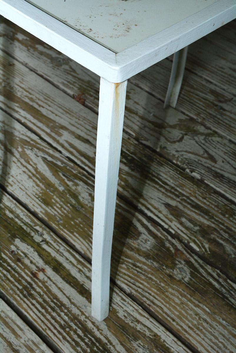 American Woodward Style Metal Garden Side Table For Sale