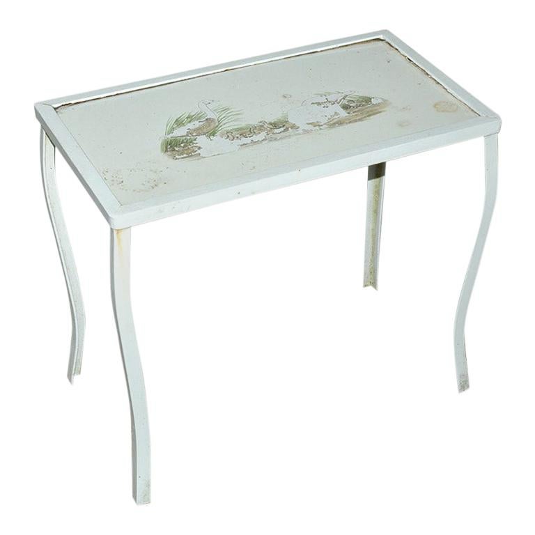 Woodward Style Metal Garden Side Table For Sale