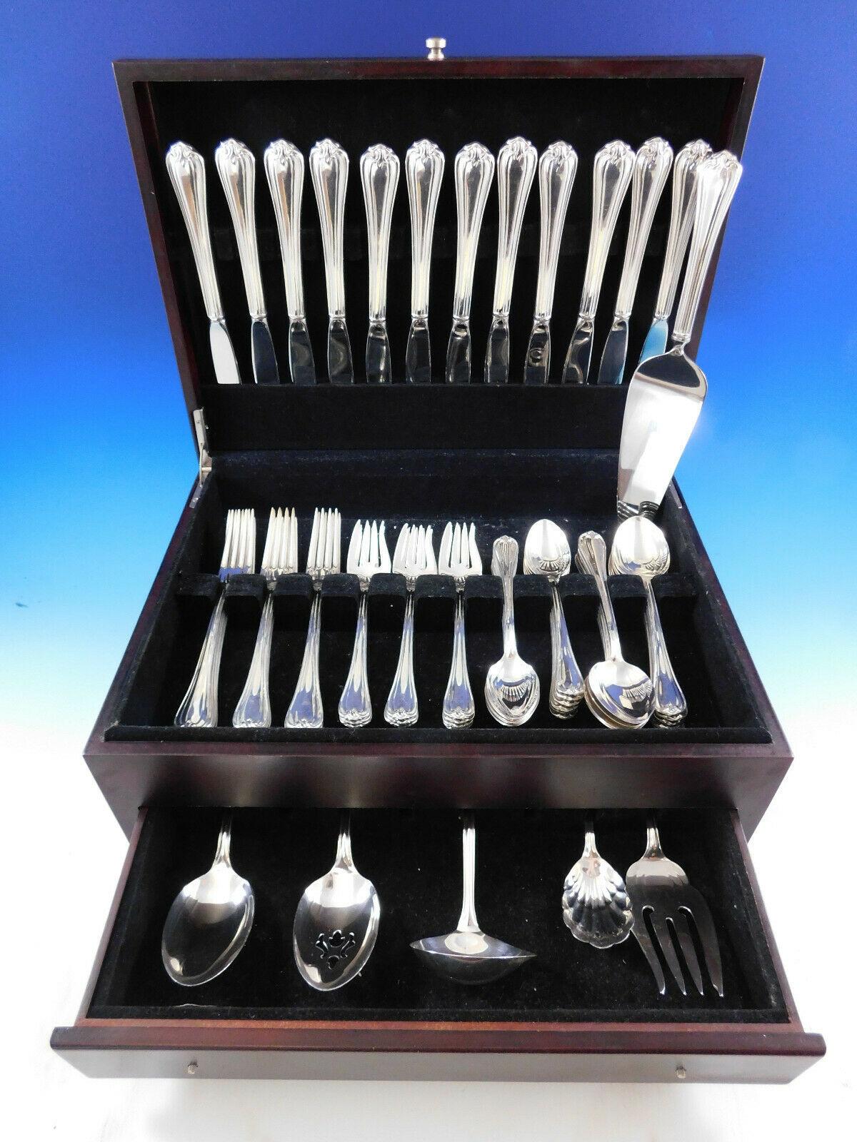 Stunning woodwind by Reed & Barton sterling silver flatware set, 66 pieces. This set includes:

12 Knives, 9