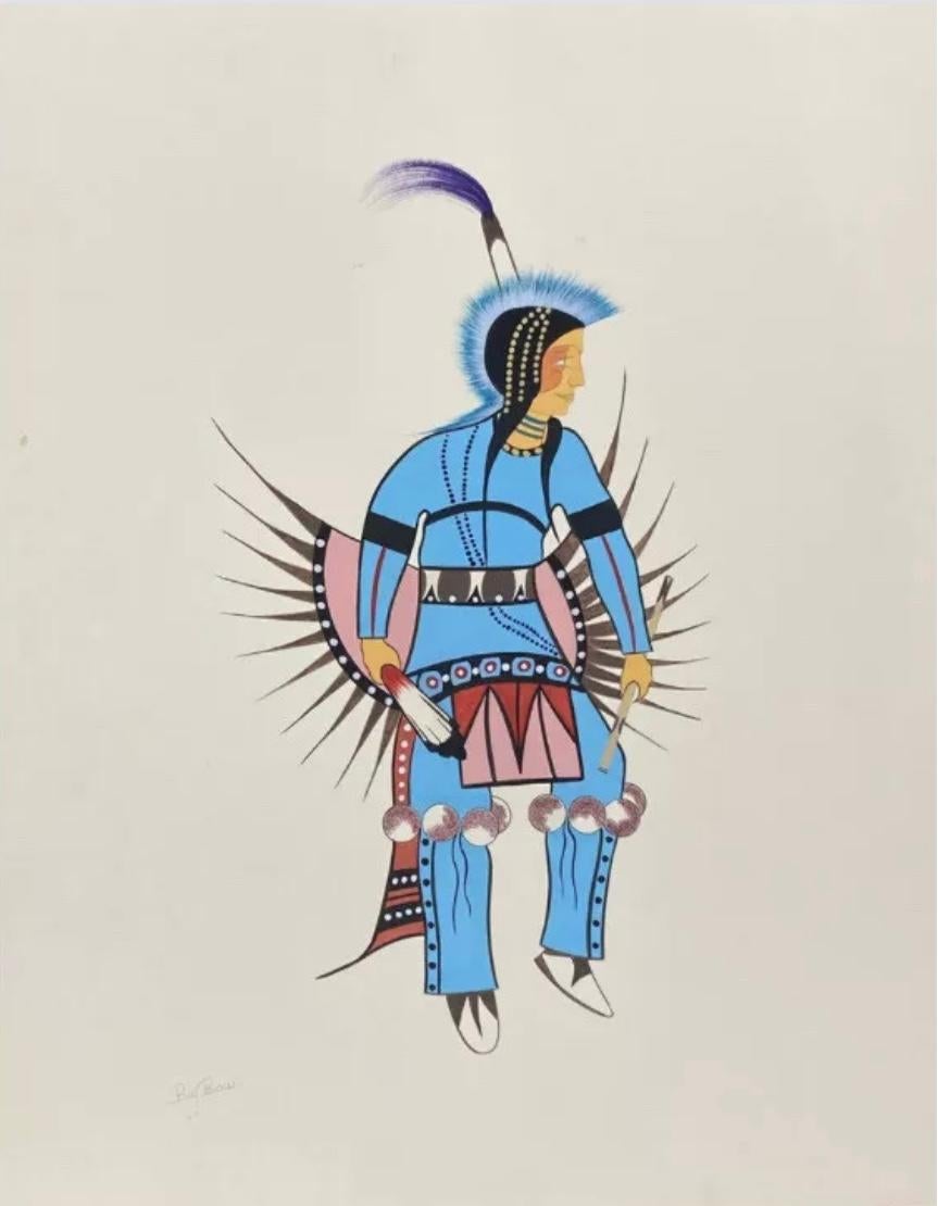“Gouache Work on Paper” - Painting by Woody Big Bow