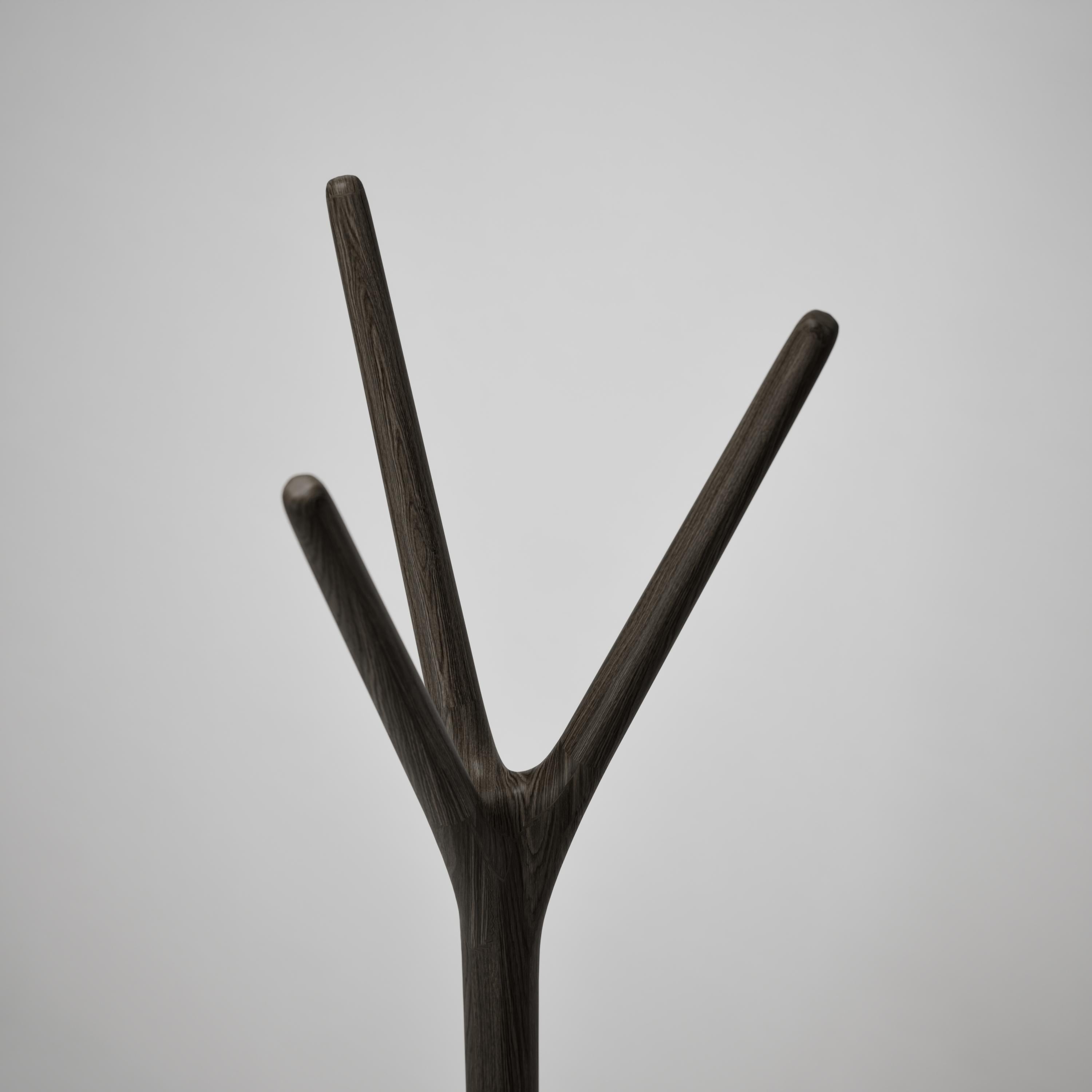 Polish Woody Coat hanger - Brown Stained Oak For Sale