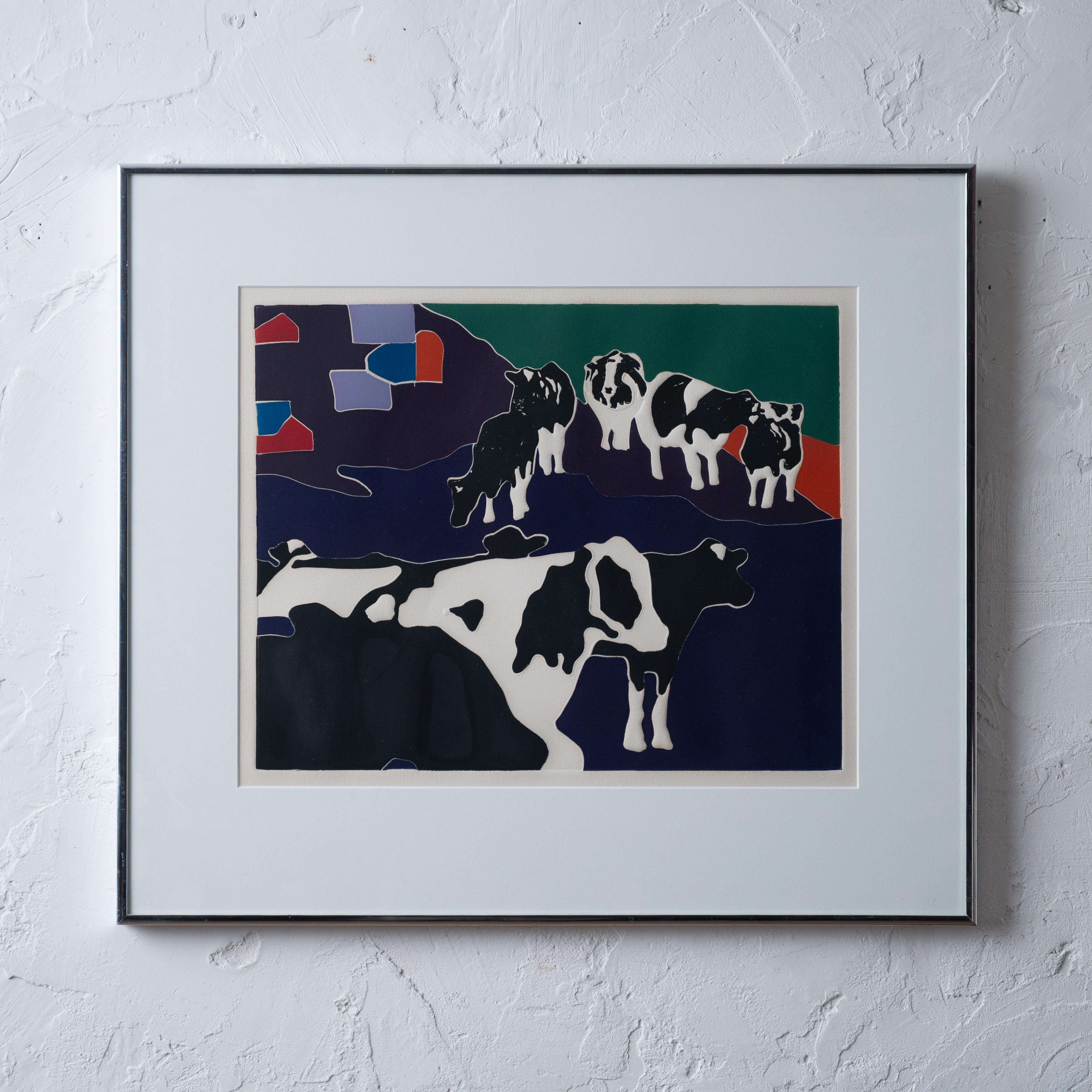Woody Jackson
(Vermont)



Eine Woody-Jackson-Lithographie von Holstein-Kühen, unsigniert. 

Jackson war der Künstler für Ben & Jerry's.



Sicht: 12 ¾ mal 15 ¾ Zoll 

Rahmen: 19 ½ mal 22 Zoll 





