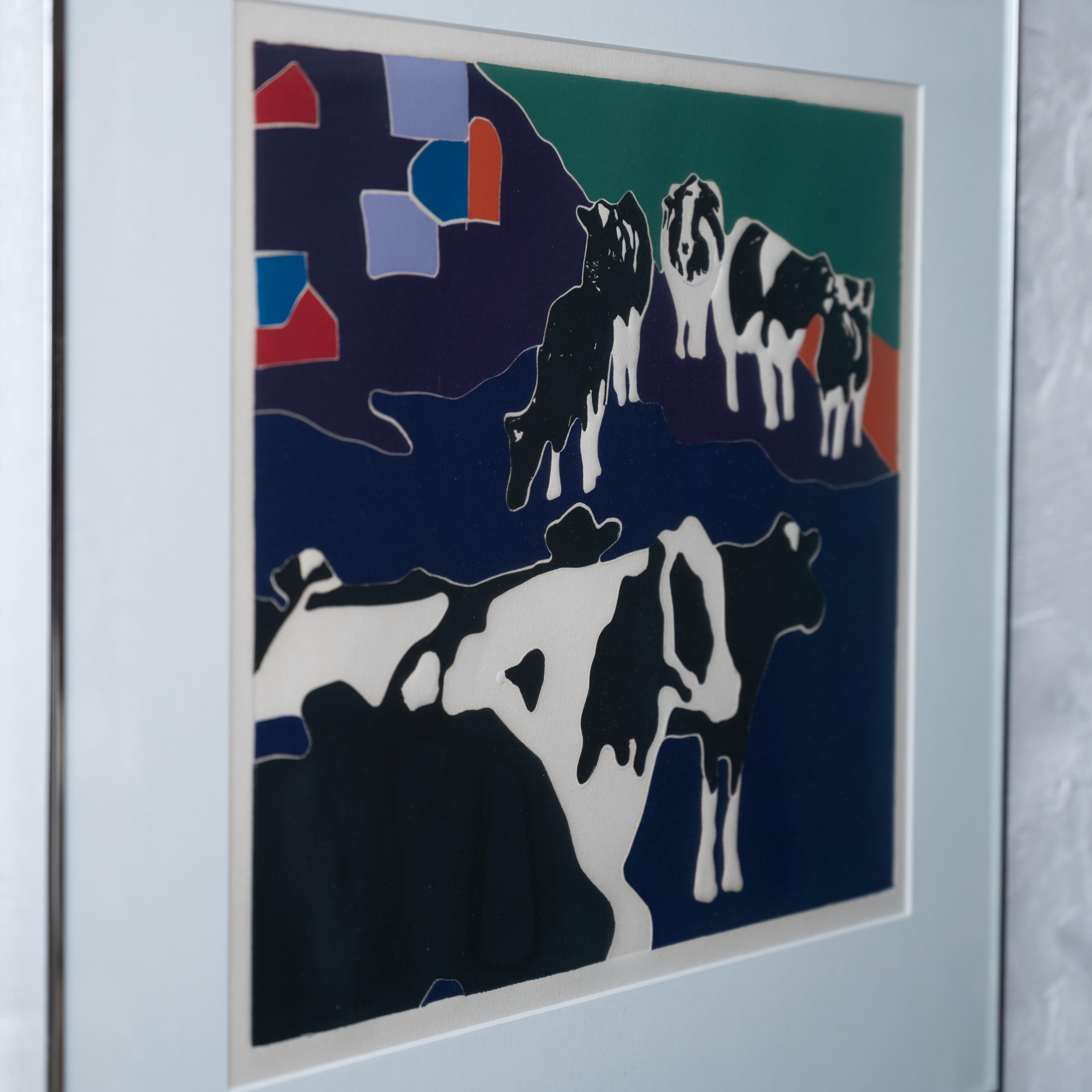 Woody Jackson Ben Jerry's Holstein-Kühe Lithographie (Metall) im Angebot