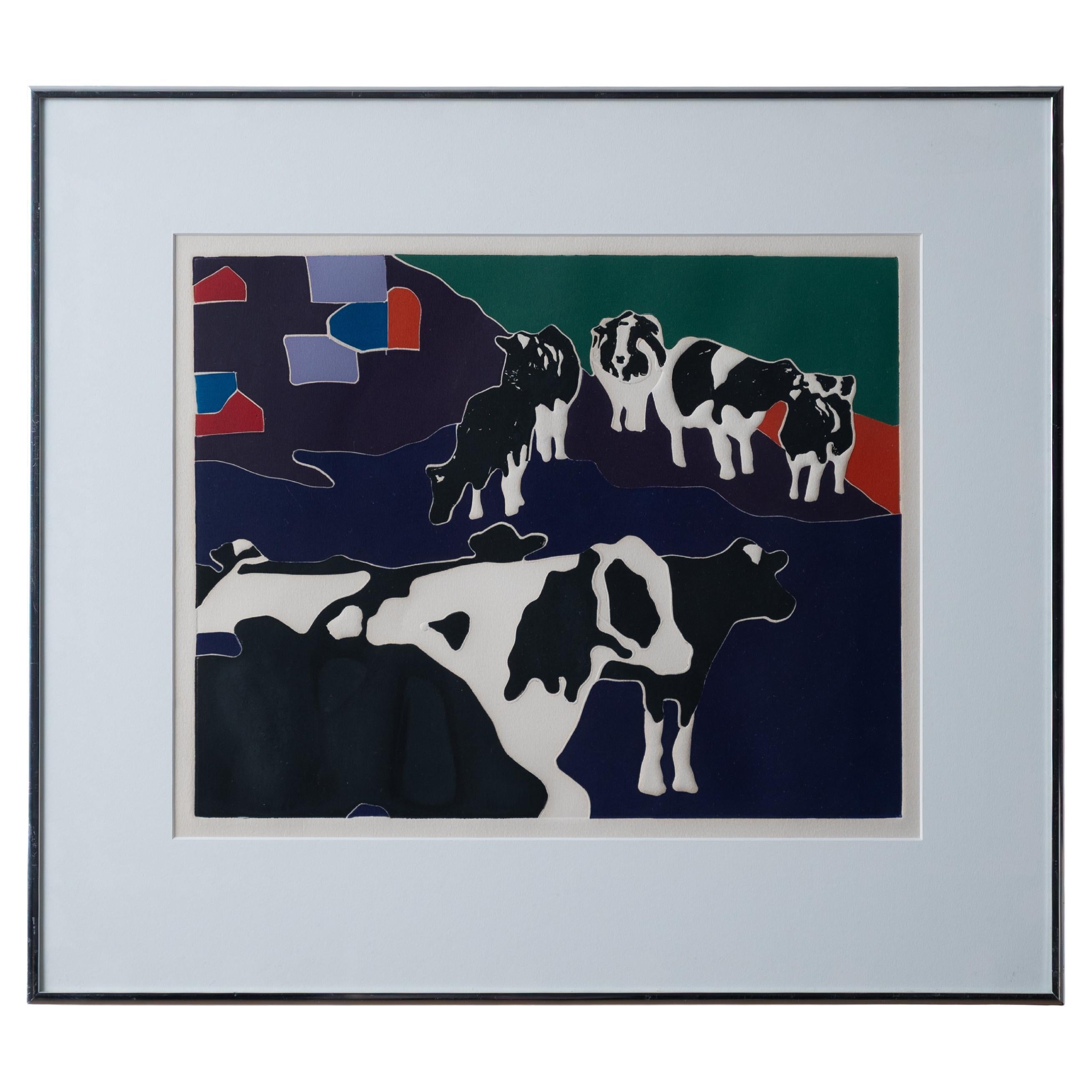 Woody Jackson Ben Jerry's Holstein-Kühe Lithographie im Angebot