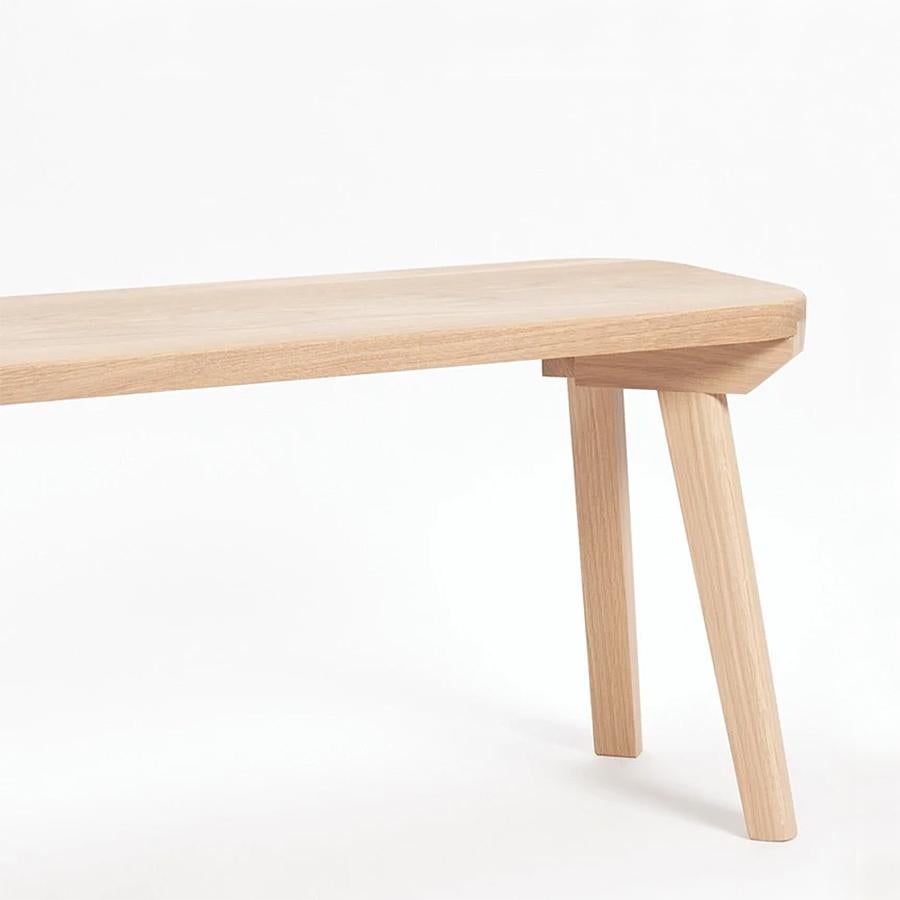 Bench Woody Oak with all structure
in solid oak in polished raw finish. From 
sustainable Anjou forests in France.