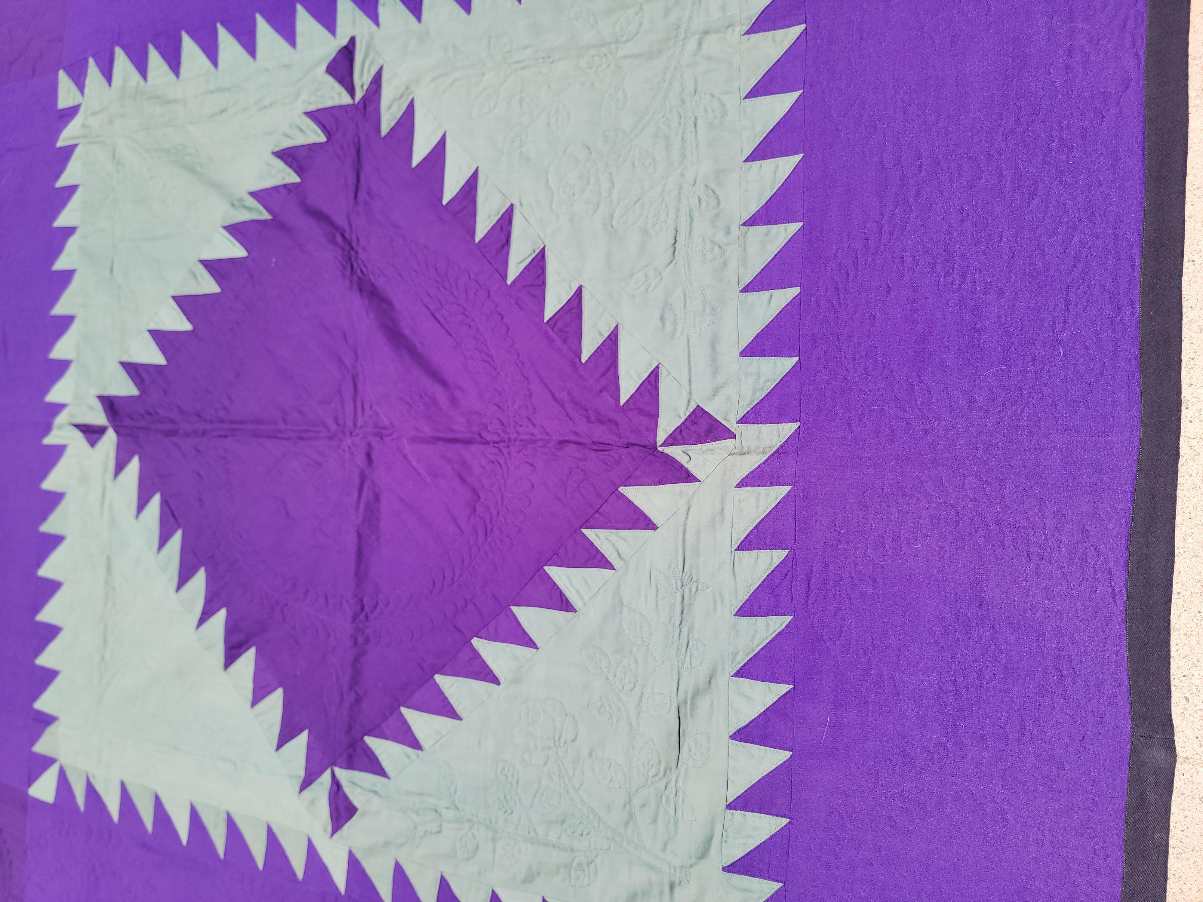20th Century Wool Amish Saw Tooth Diamond Quilt From Penna. For Sale