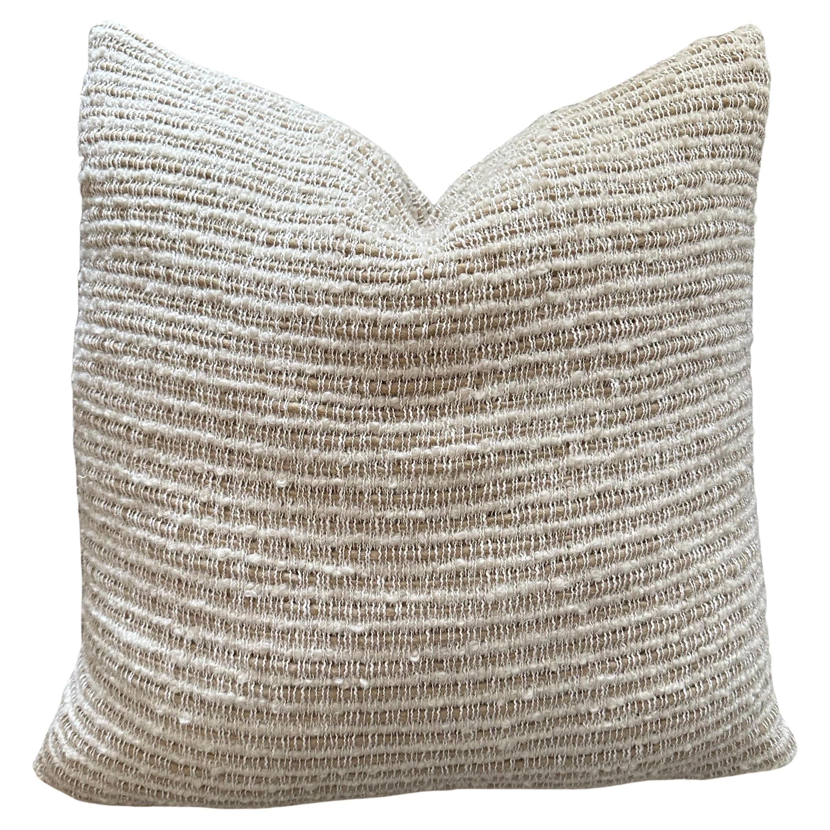 Wool and Linen Accent Pillow with Down Feather Insert For Sale 8