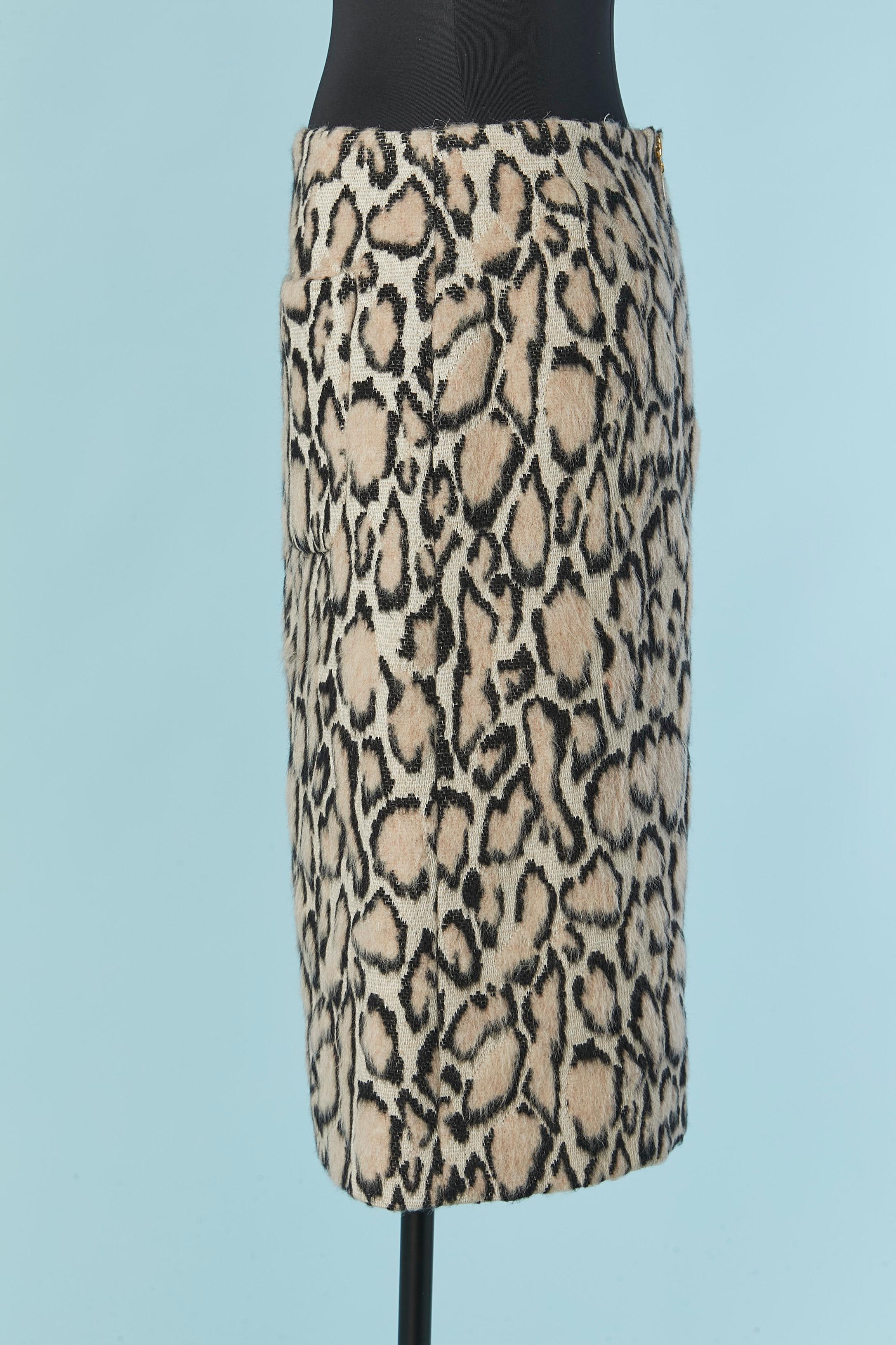 Brown Wool and mohair jacquard skirt with animal pattern 49 Av Junko Shimada For Sale