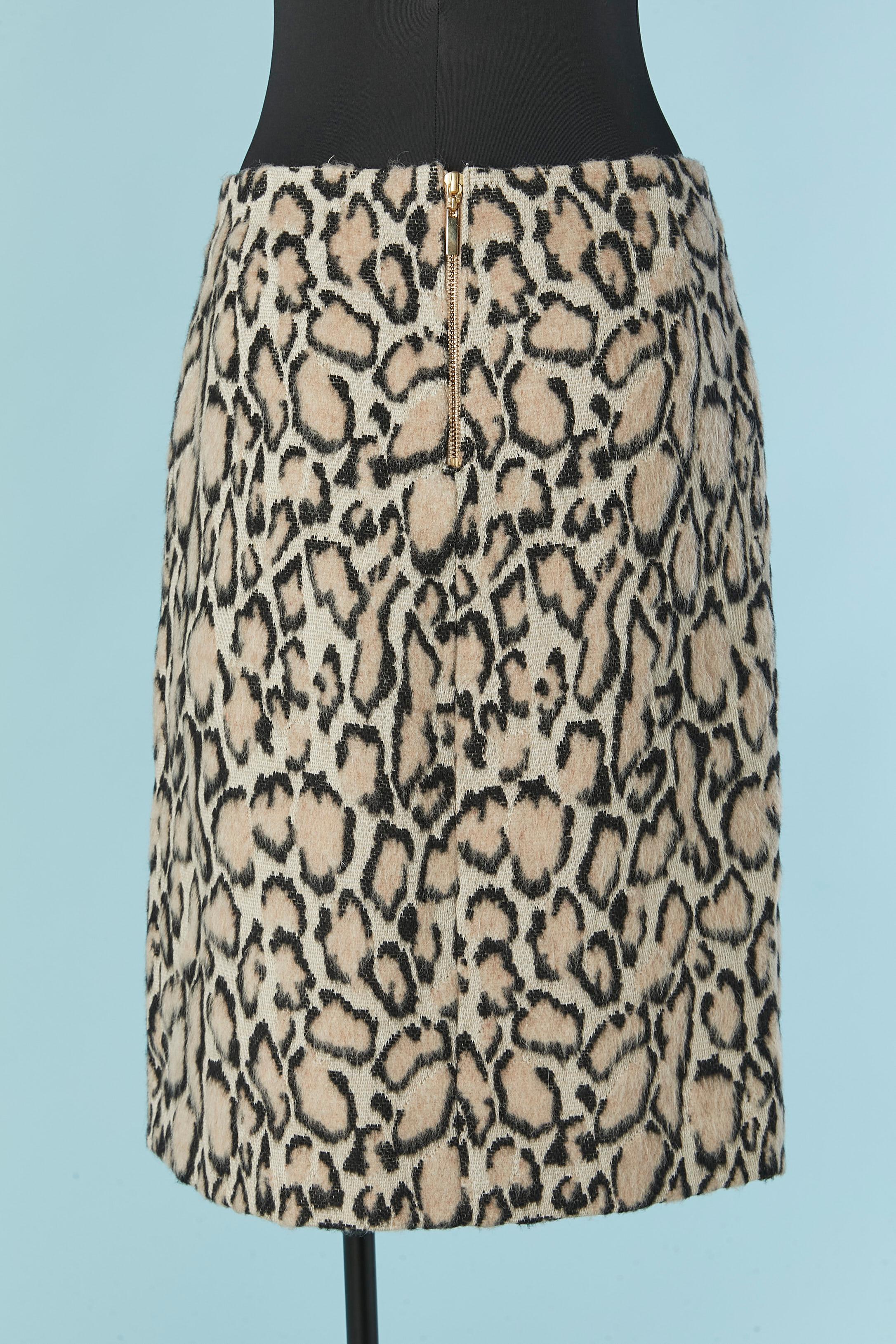 Wool and mohair jacquard skirt with animal pattern 49 Av Junko Shimada In Excellent Condition For Sale In Saint-Ouen-Sur-Seine, FR