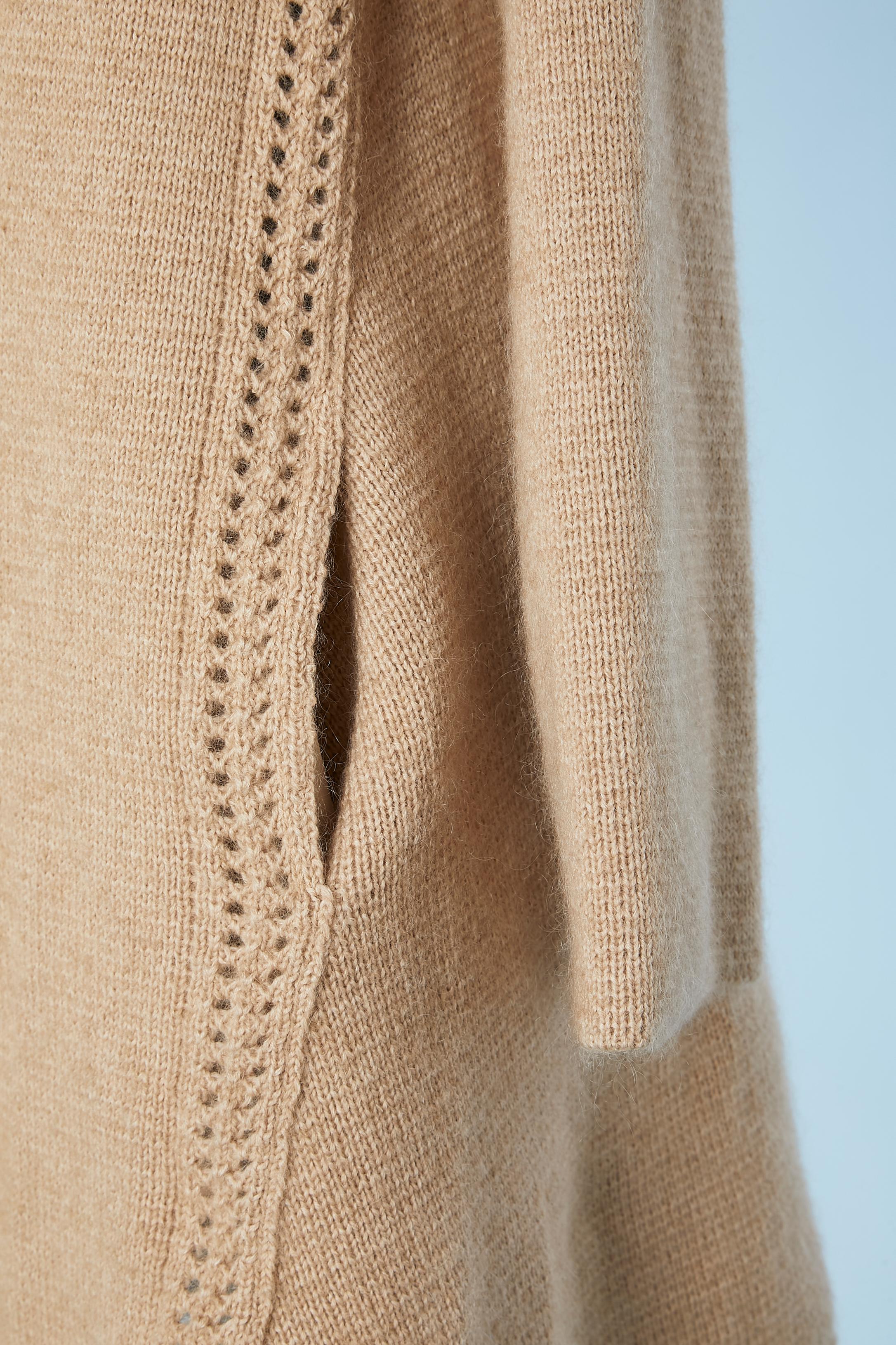 Beige Wool and mohair long edge to edge cardigan Gianfranco Ferré  For Sale