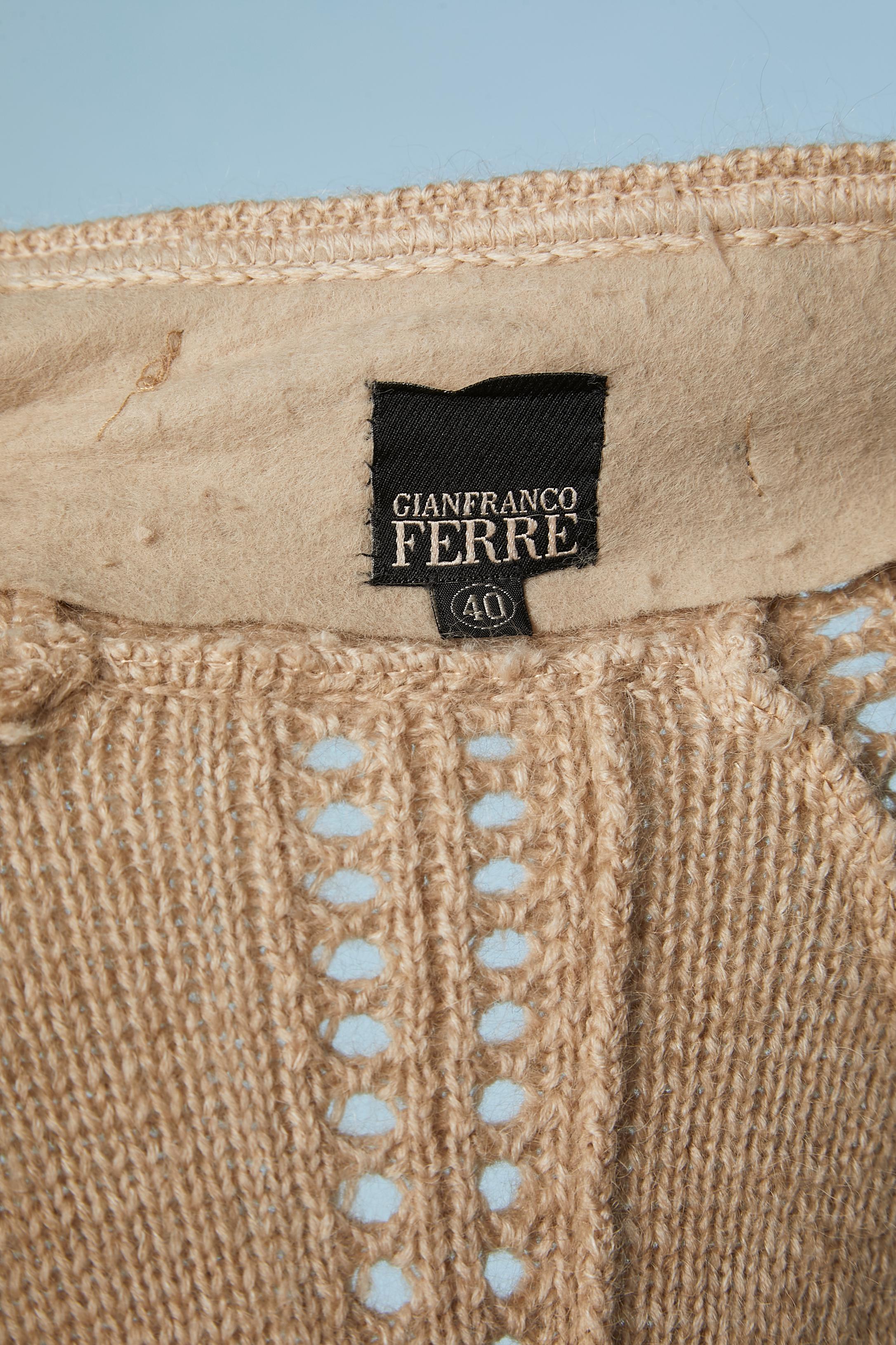 Wool and mohair long edge to edge cardigan Gianfranco Ferré  For Sale 1