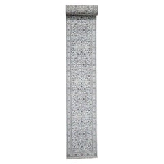 Wool and Silk 250 KPSI All-Over Design Extra Large Runner Nain Hand Knotted Rug