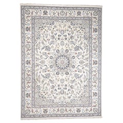 Wool and Silk 250 KPSI Ivory Nain Hand Knotted Oriental Rug Wool and Silk 250 KPSI Ivory Nain Hand Knotted Oriental Rug