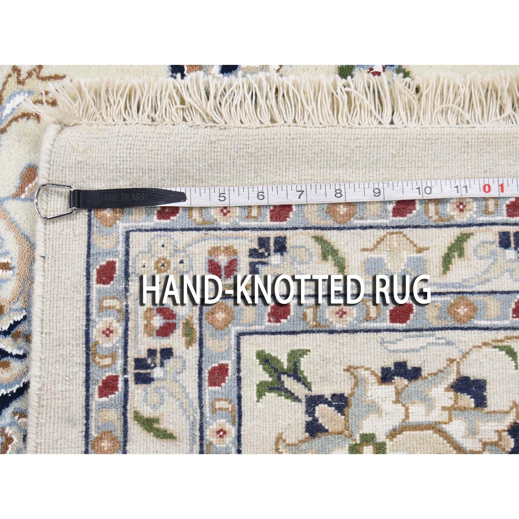 Wool And Silk 250 Kpsi Ivory Nain Hand Knotted Oriental Rug 5