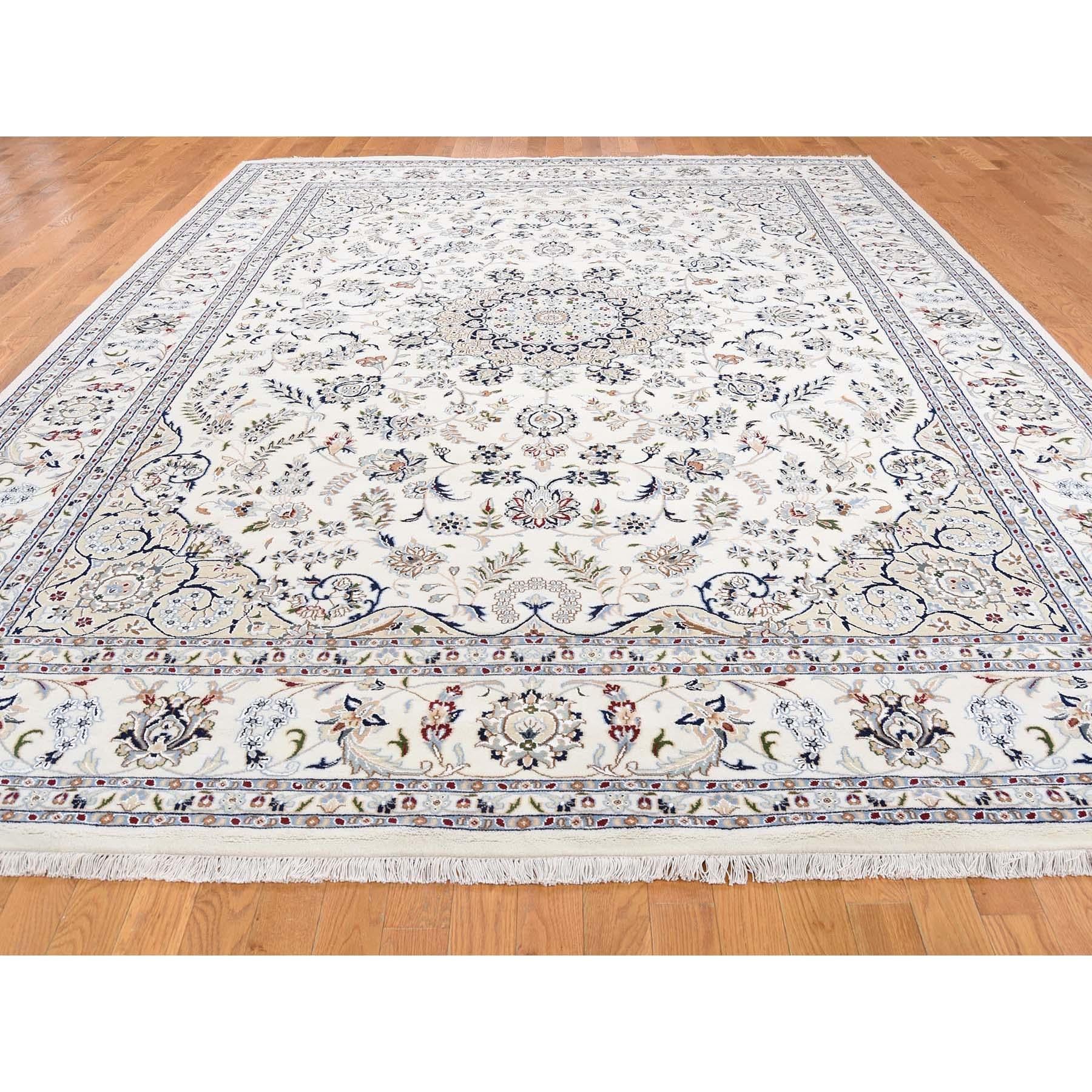 Other Wool And Silk 250 Kpsi Ivory Nain Hand Knotted Oriental Rug