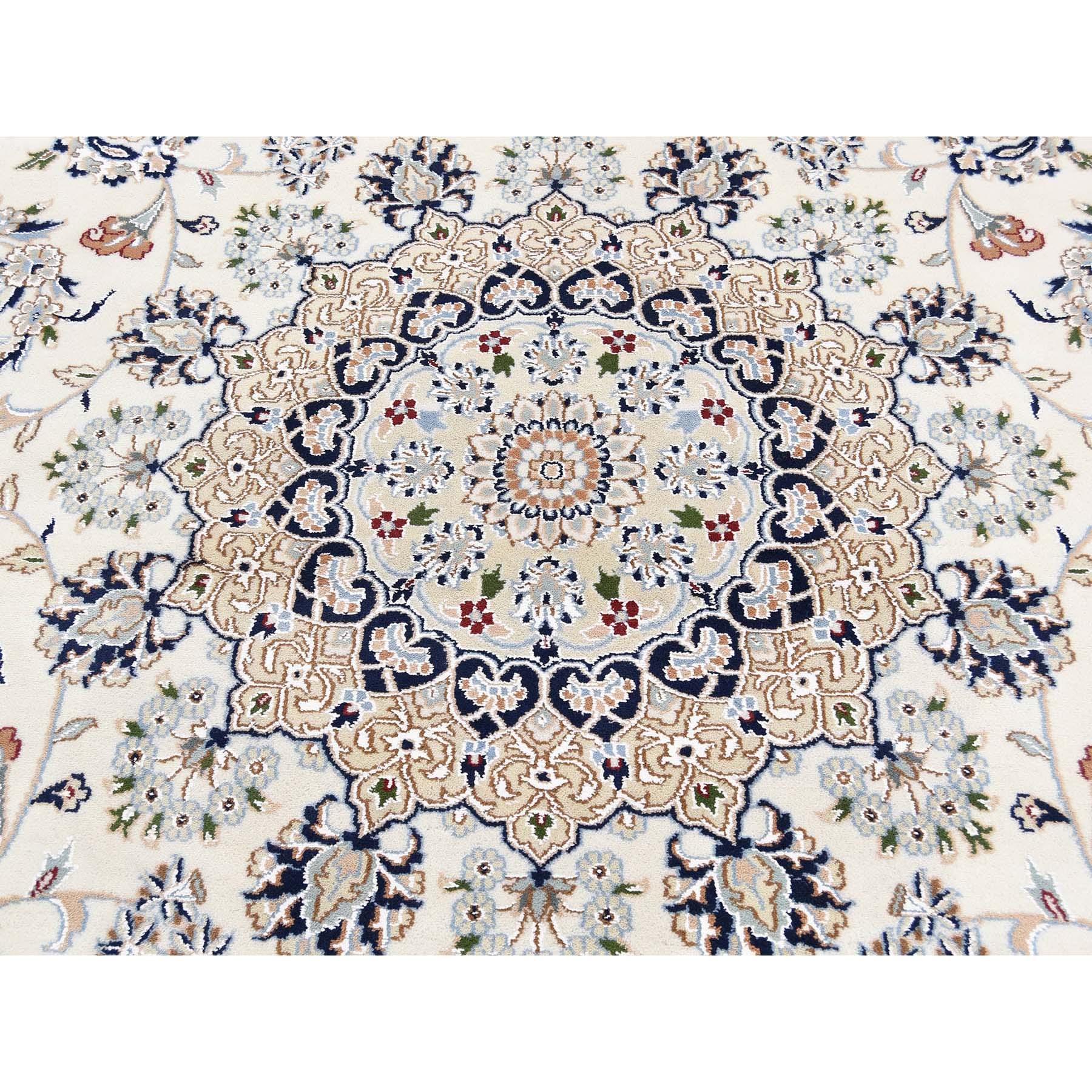 Wool and Silk 250 KPSI Ivory Nain Hand Knotted Oriental Rug 2