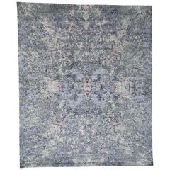 Wool and Silk Abstract Design Hand Knotted Oriental Rug