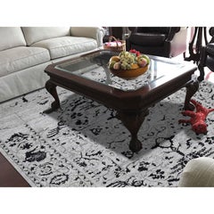 Wool and Silk Broken Persian Heriz Design Hand Knotted Oriental Rug