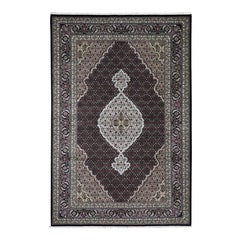 Wool and Silk Hand Knotted 250 Kpsi Tabriz Mahi Oriental Rug