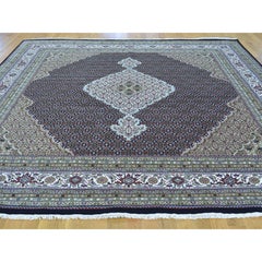 Wool and Silk Hand Knotted 250 Kpsi Tabriz Mahi Square Rug