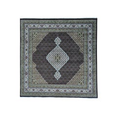 Wool and Silk Hand Knotted 250 Kpsi Tabriz Mahi Square Rug