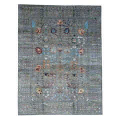 Wool and Silk Hand-Knotted Arts & Crafts Design Oriental Rug